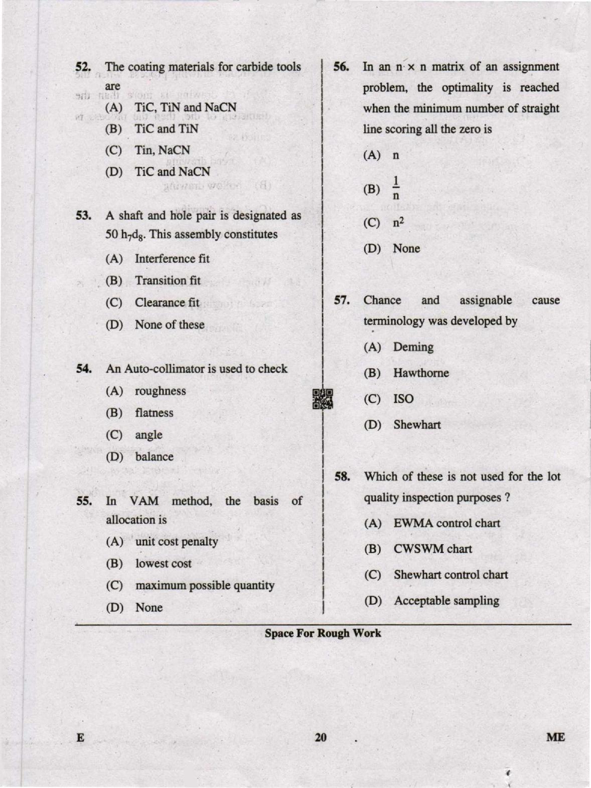Karnataka PGCET 2019 Mechanical Engineering Question Paper - Page 20