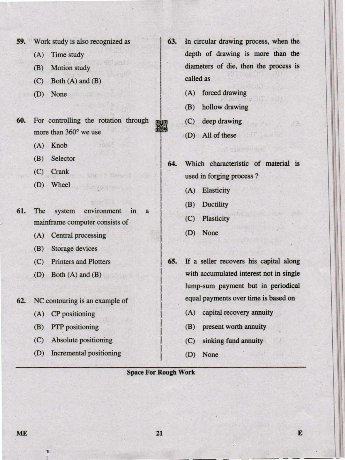 Karnataka PGCET 2019 Mechanical Engineering Question Paper - Page 21