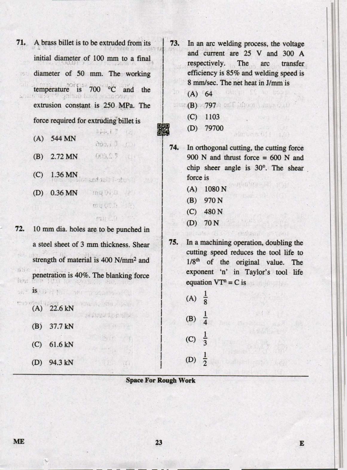 Karnataka PGCET 2019 Mechanical Engineering Question Paper - Page 23