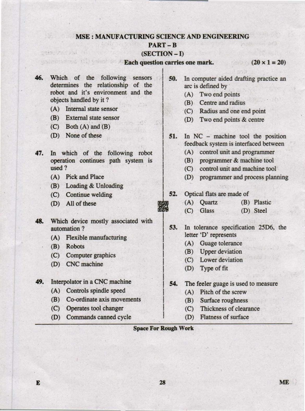 Karnataka PGCET 2019 Mechanical Engineering Question Paper - Page 28
