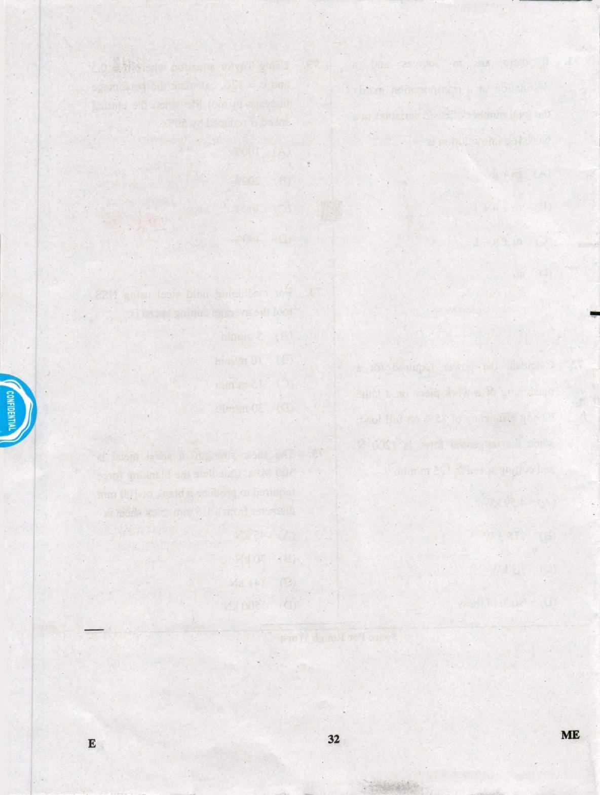 Karnataka PGCET 2019 Mechanical Engineering Question Paper - Page 32