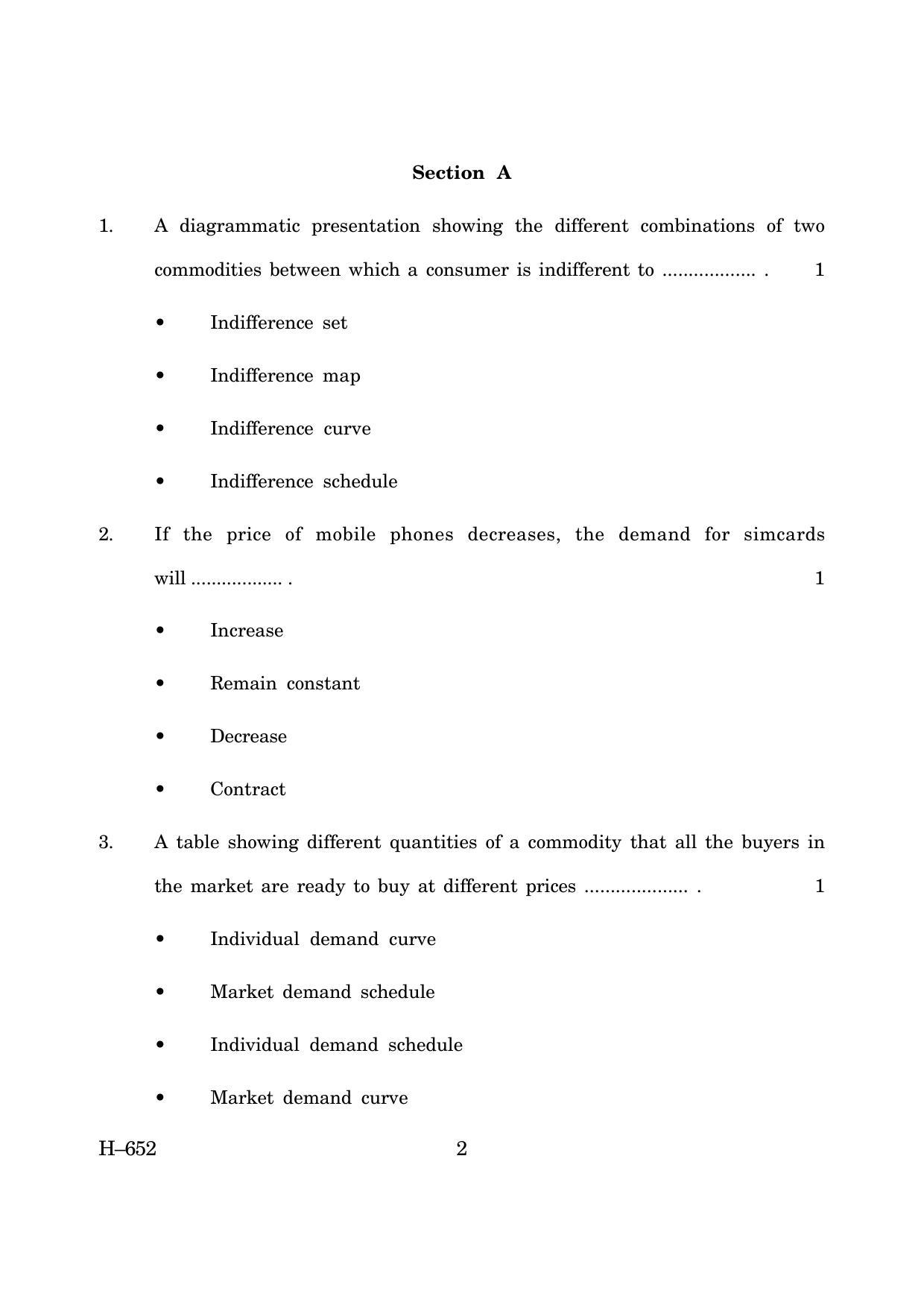 Goa Board Class 12 Economics (March 2019) Question Paper - Page 2