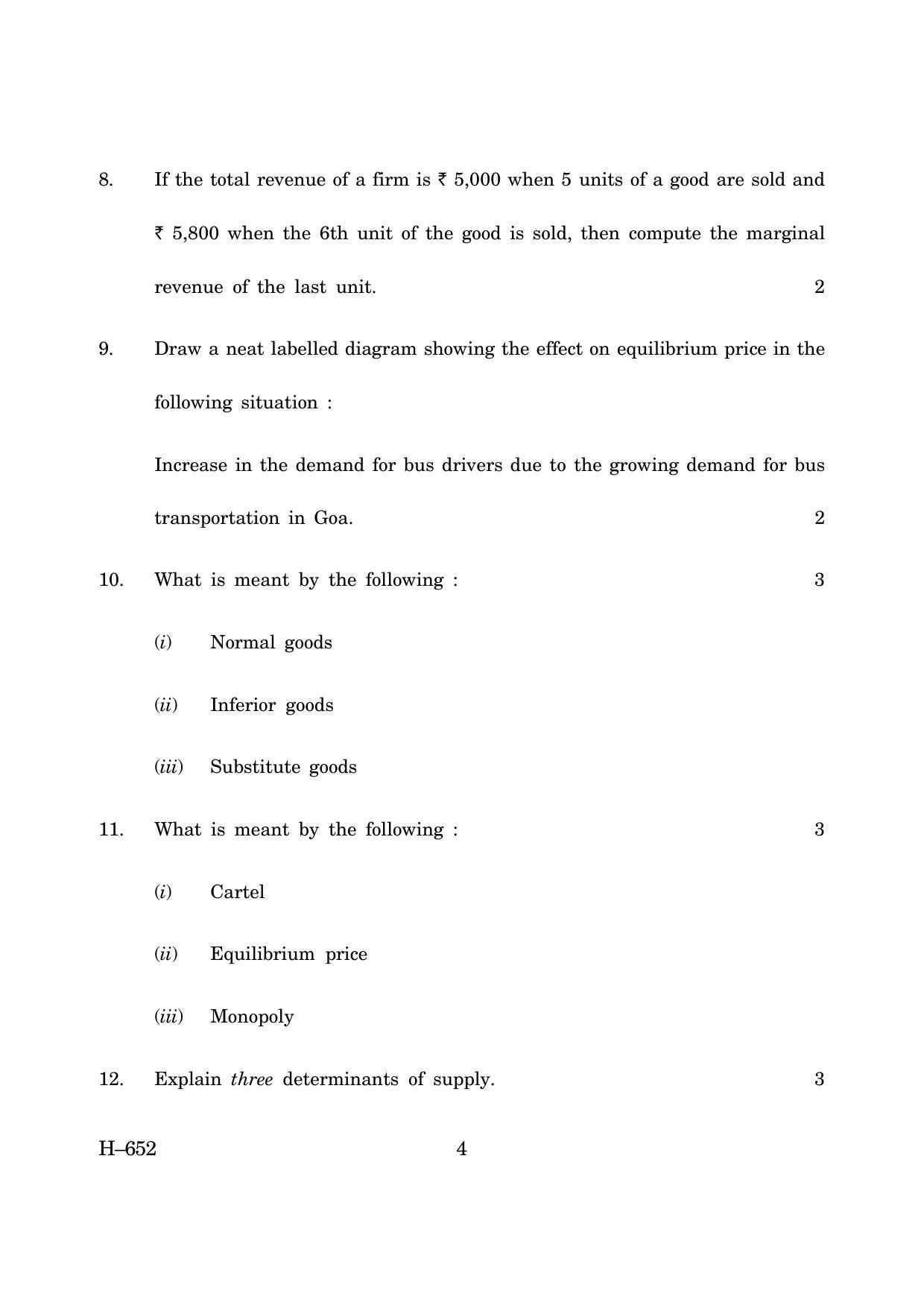 Goa Board Class 12 Economics (March 2019) Question Paper - Page 4