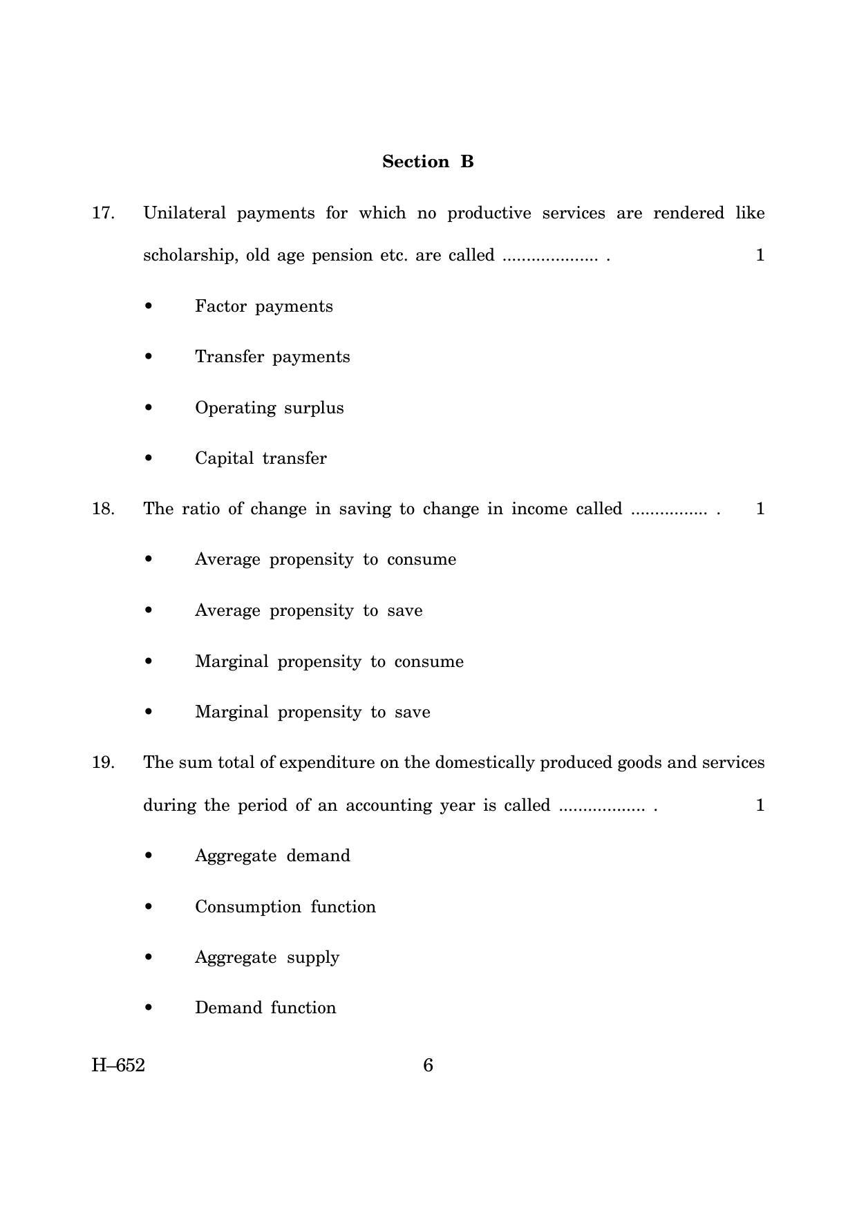 Goa Board Class 12 Economics (March 2019) Question Paper - Page 6
