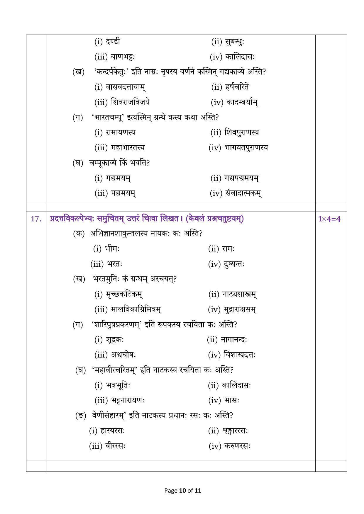 CBSE Class 12 Sanskrit Elective Sample Paper 2023 - Page 10
