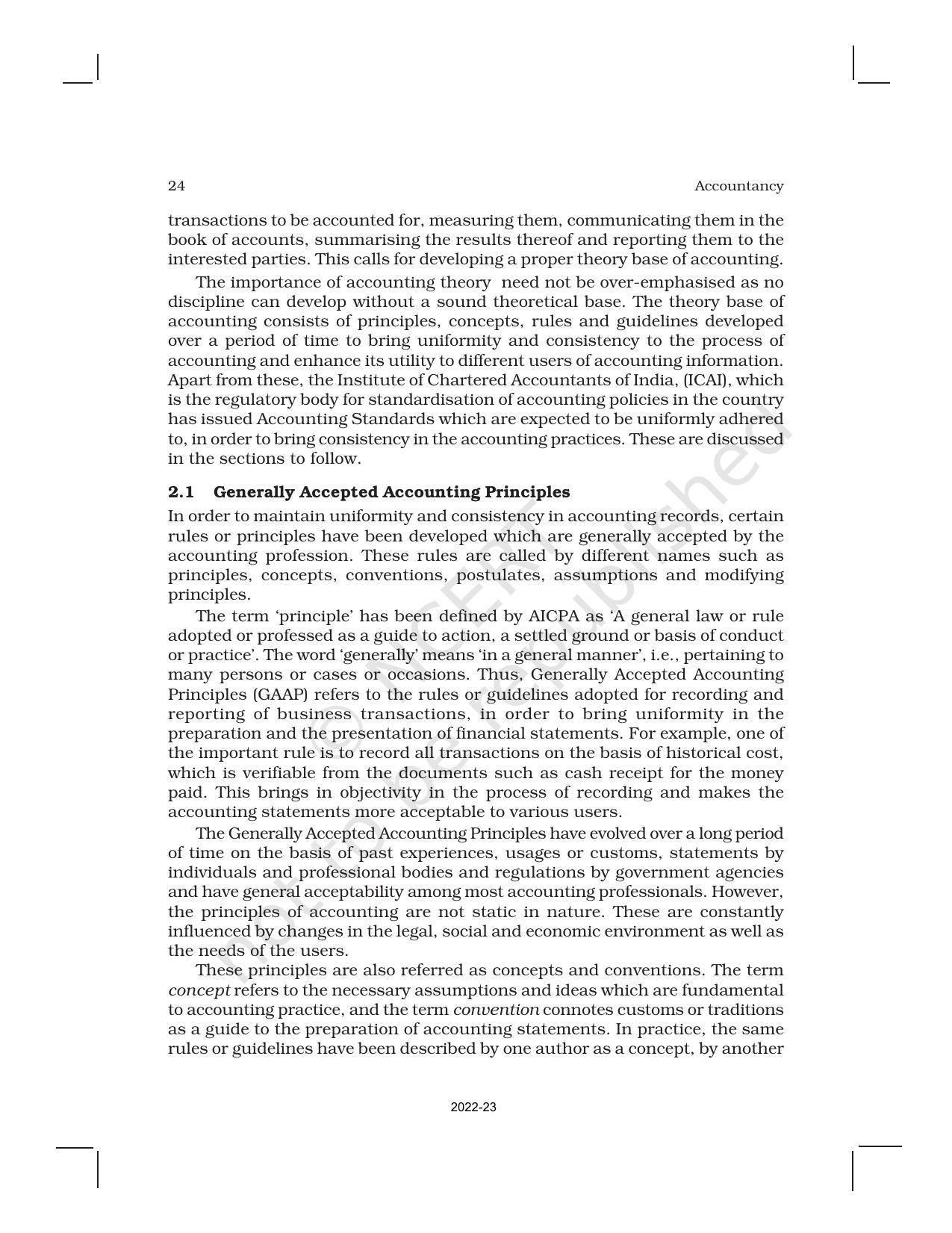 NCERT Book for Class 11 Accountancy (Part-I) Chapter 2 Theory Base of Accounting - Page 2