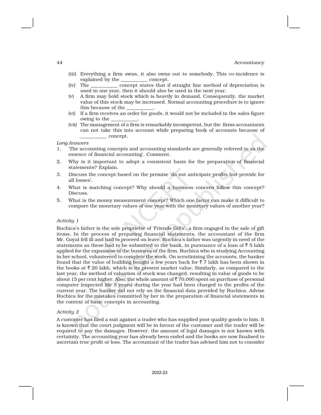 NCERT Book for Class 11 Accountancy (Part-I) Chapter 2 Theory Base of Accounting - Page 22