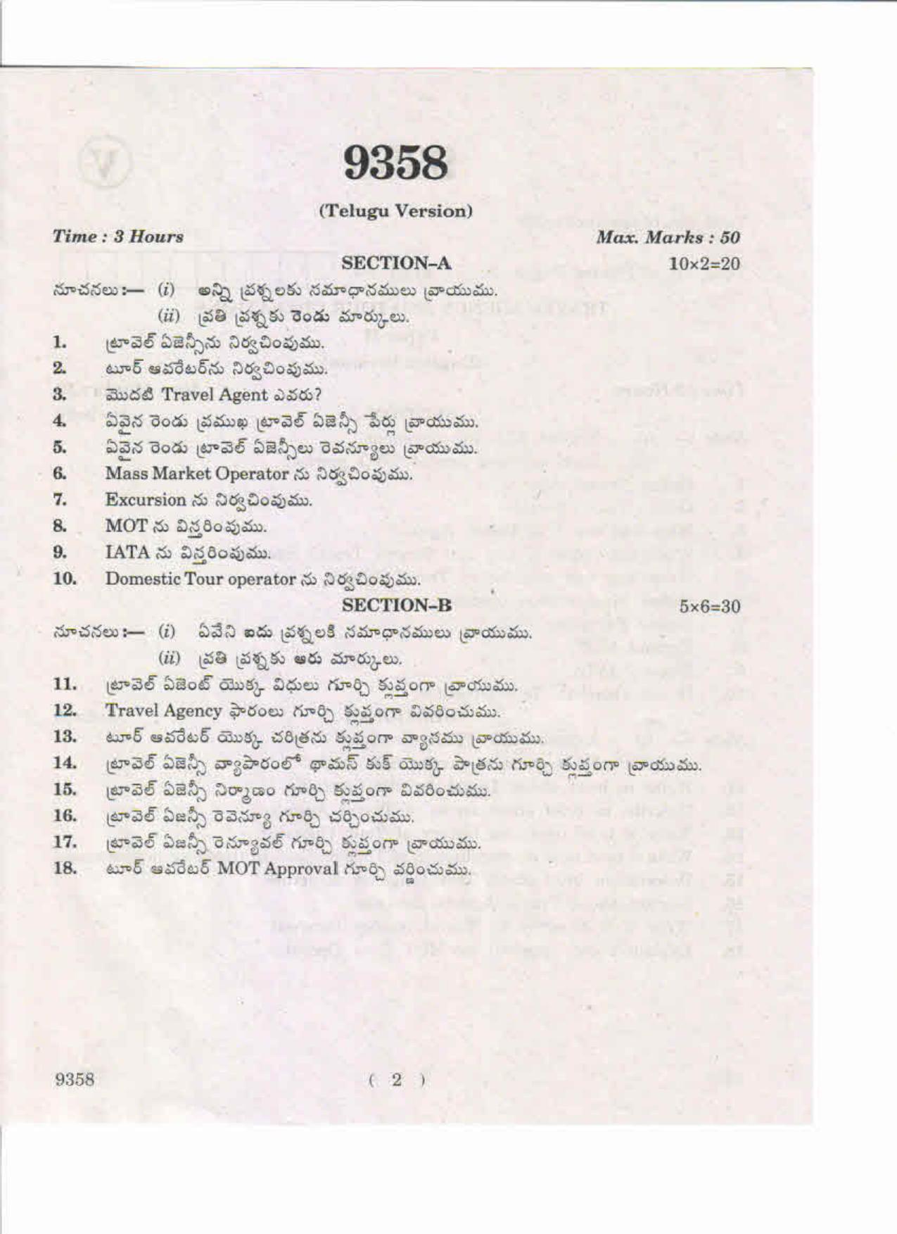AP Inter 2nd Year Travel Agency and Tour Operations-II May-2019-Vocational Question Paper - Page 2