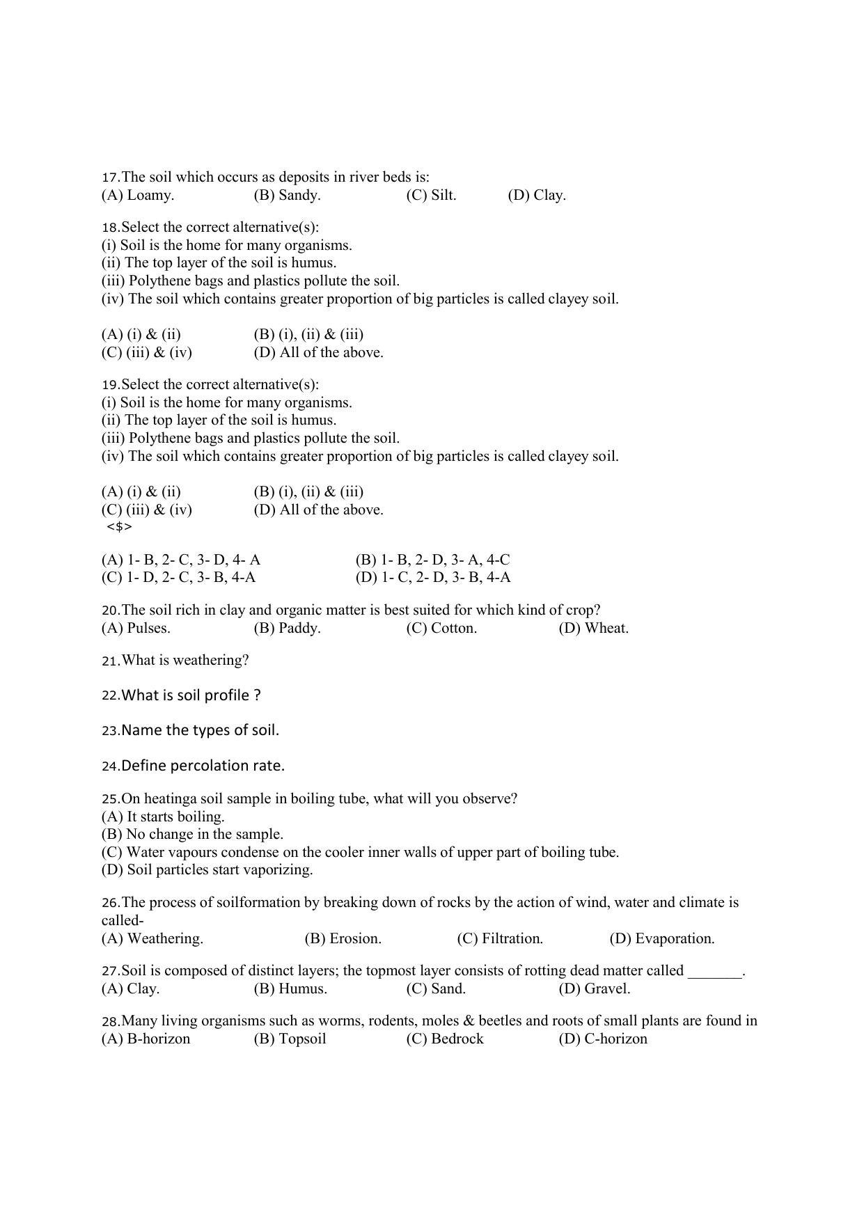 CBSE Worksheets for Class 7 Science Soil Assignment 2 - Page 2