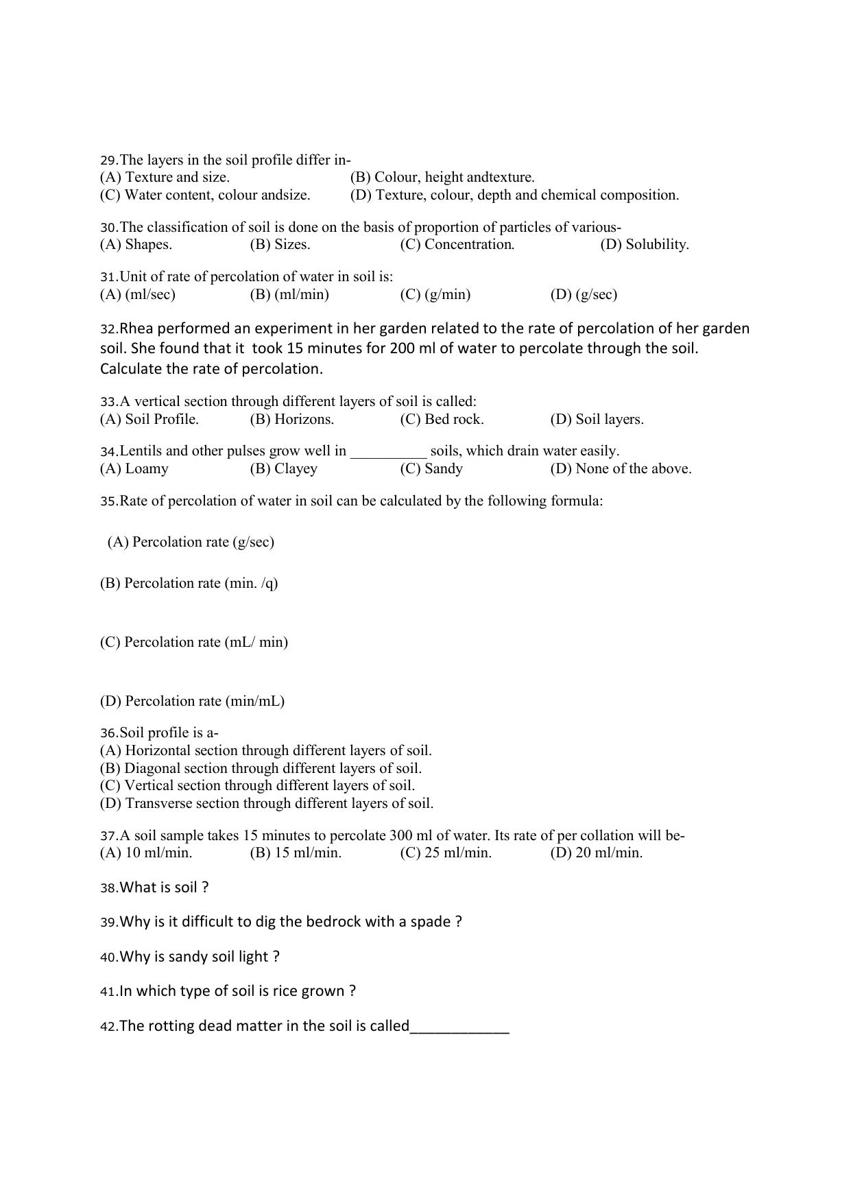 CBSE Worksheets for Class 7 Science Soil Assignment 2 - Page 3