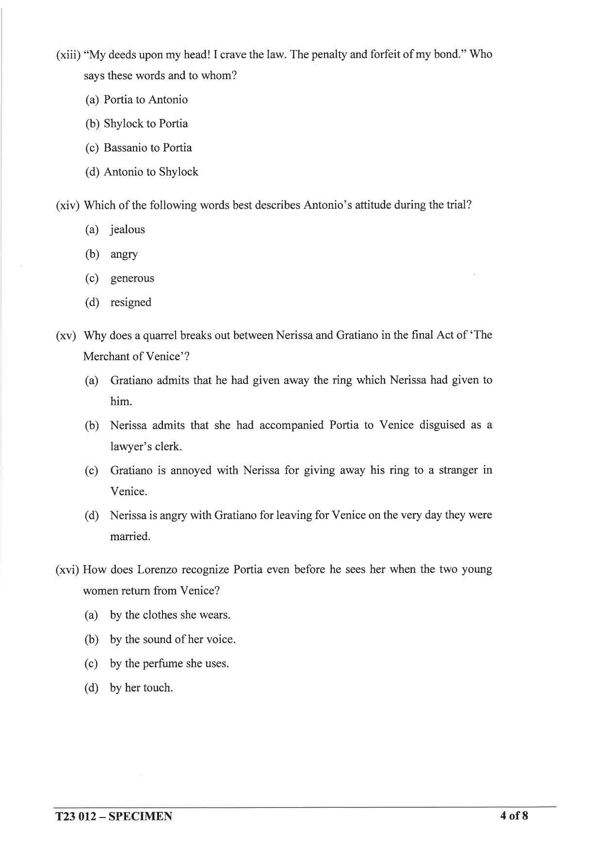 ICSE Class 10 English Paper - 2 (Literature) Sample Papers 2023 - Page 4