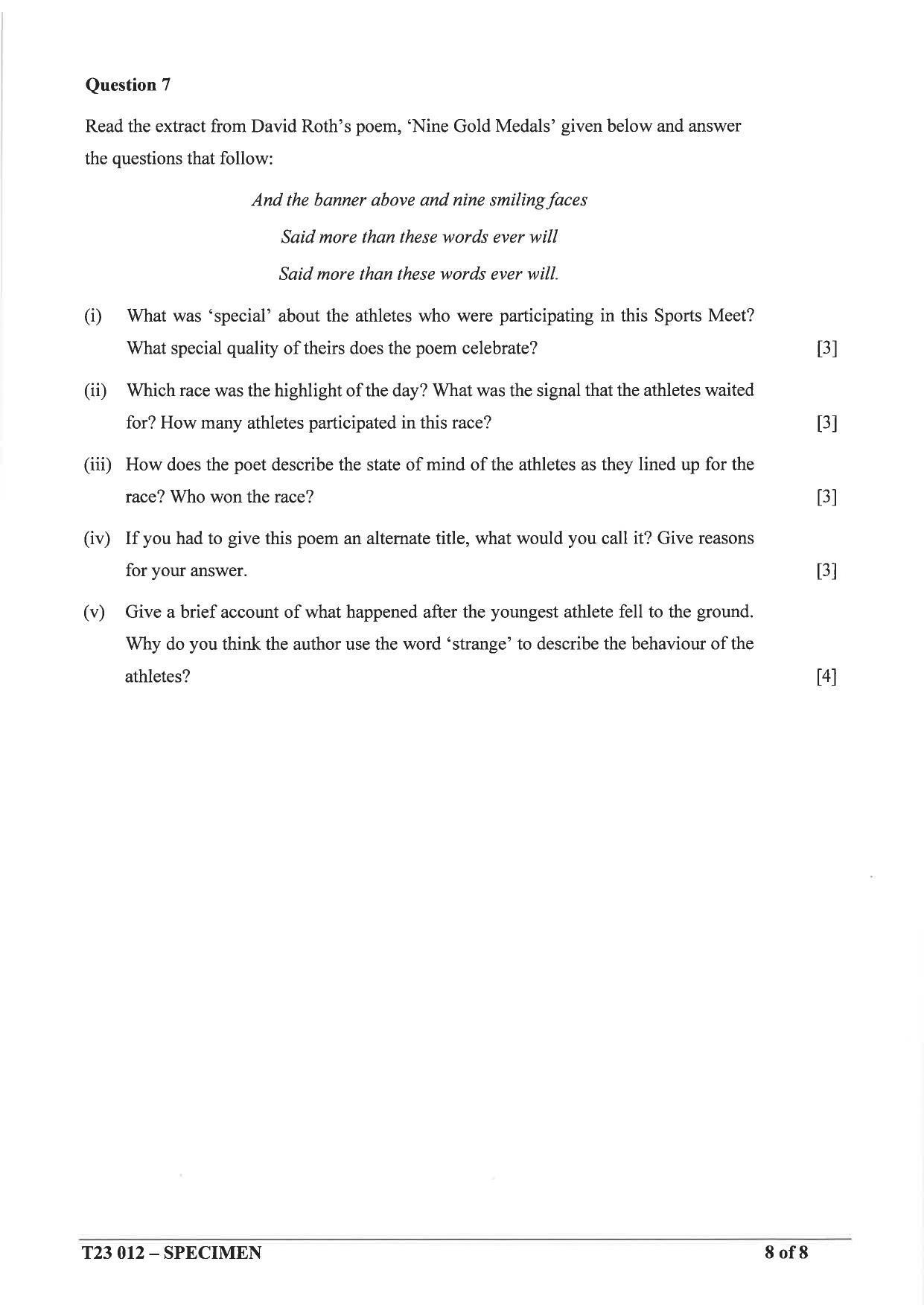 ICSE Class 10 English Paper - 2 (Literature) Sample Papers 2023 - Page 8
