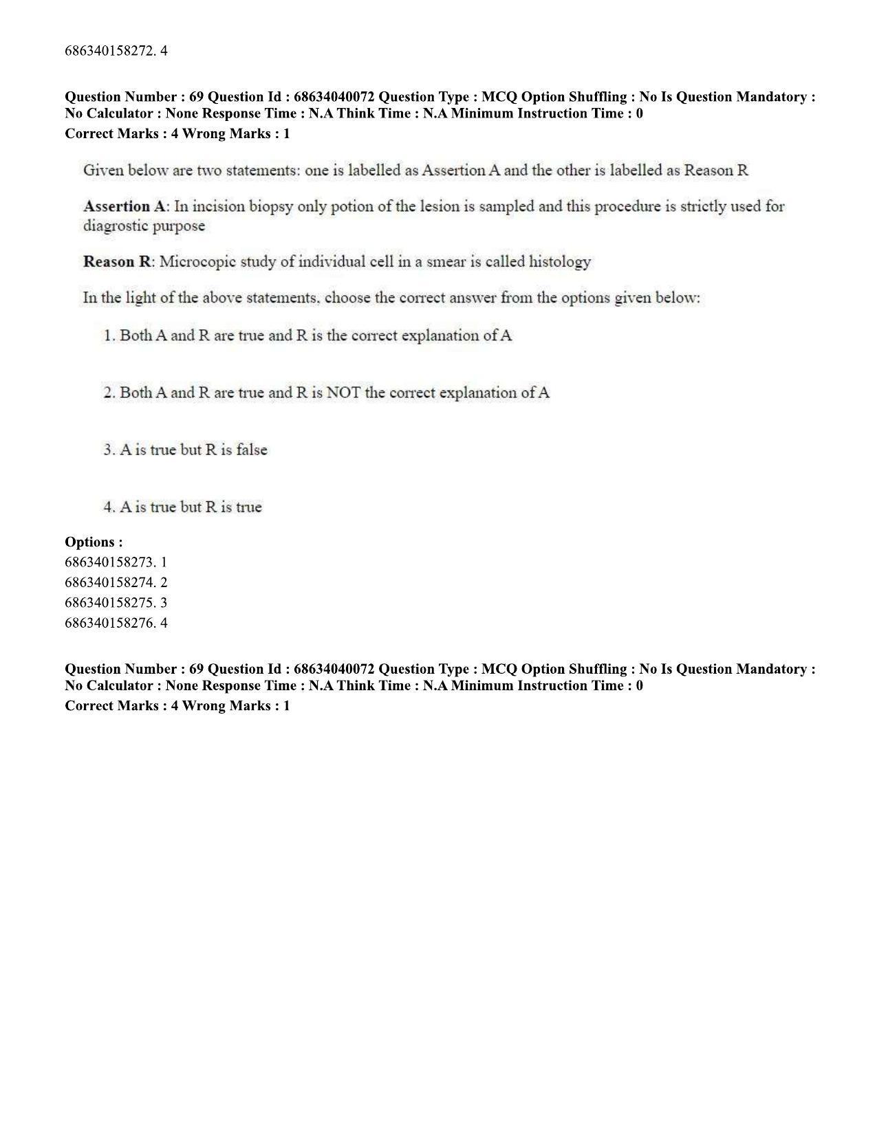 CUET PG 2023: SCQP20 – Medical Laboratory Technology (Eng) - Shift 3 (25-06-2023) Question Paper - Page 62