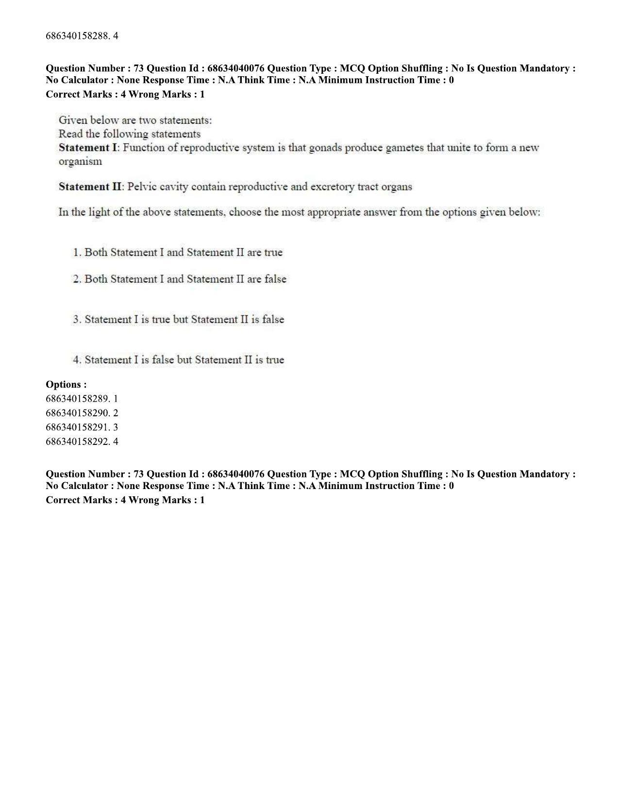 CUET PG 2023: SCQP20 – Medical Laboratory Technology (Eng) - Shift 3 (25-06-2023) Question Paper - Page 67