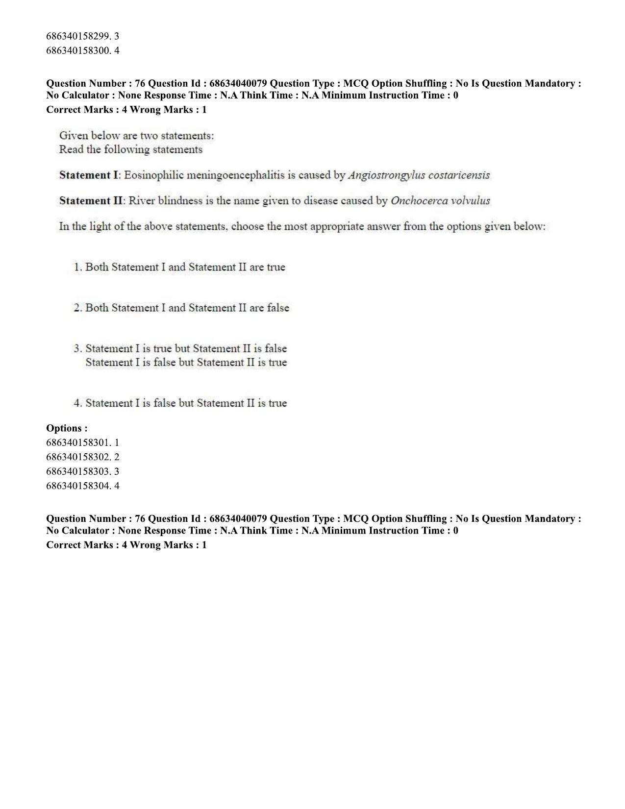CUET PG 2023: SCQP20 – Medical Laboratory Technology (Eng) - Shift 3 (25-06-2023) Question Paper - Page 71