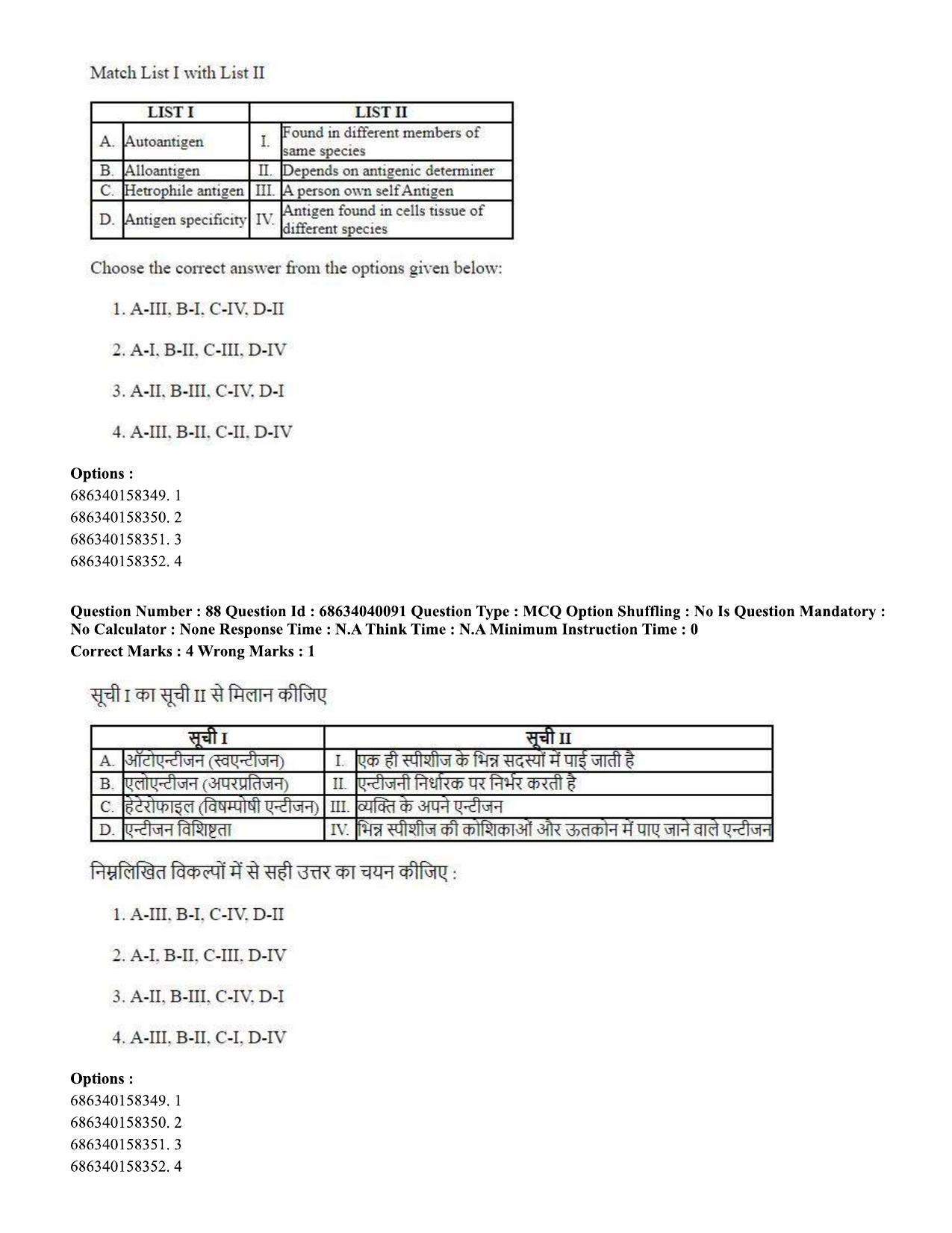 CUET PG 2023: SCQP20 – Medical Laboratory Technology (Eng) - Shift 3 (25-06-2023) Question Paper - Page 85