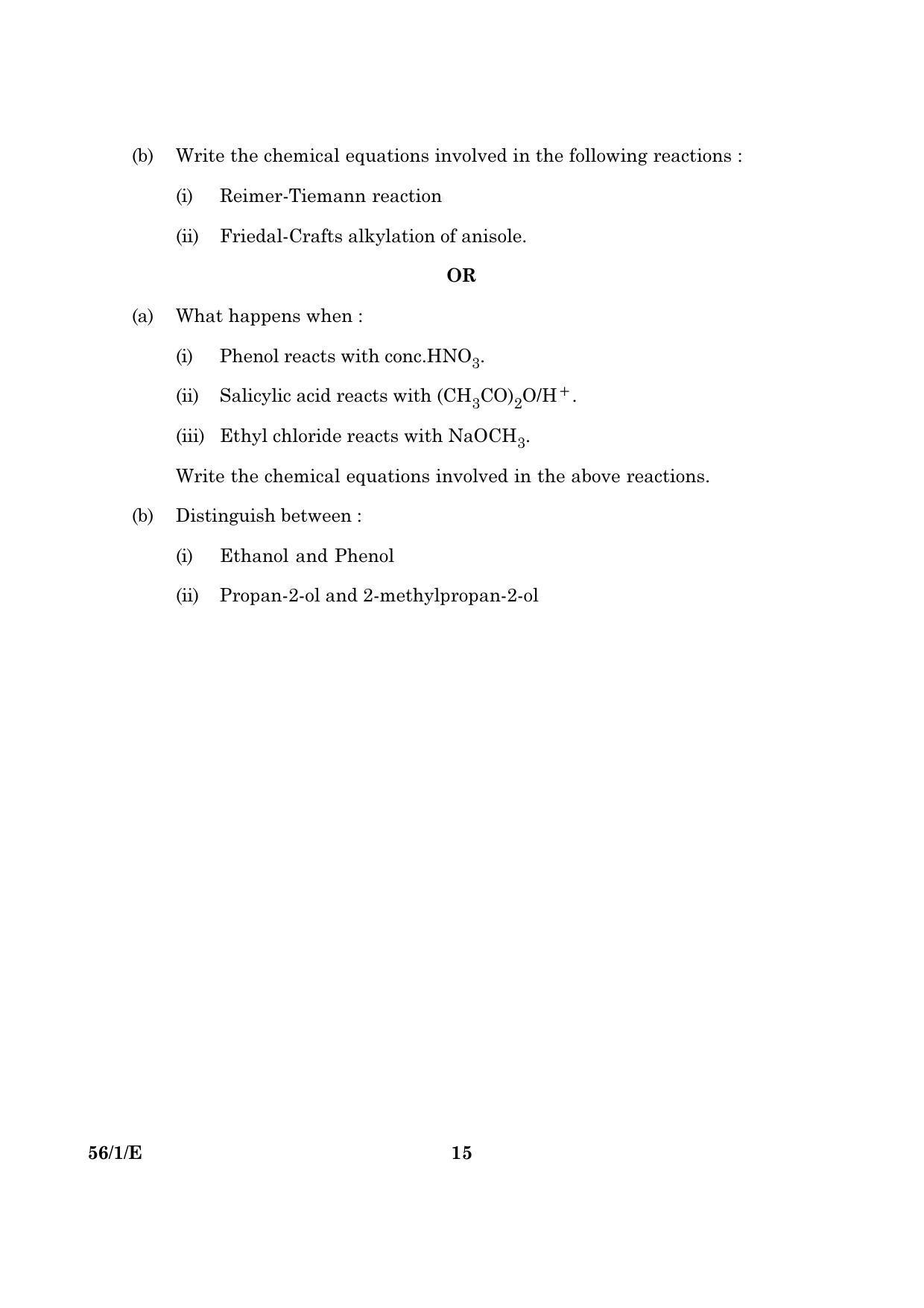 CBSE Class 12 056 Set 1 E Chemistry 2016 Question Paper - Page 15