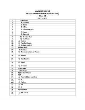 CBSE Class 12th Bhutia Answer Key 2021-22