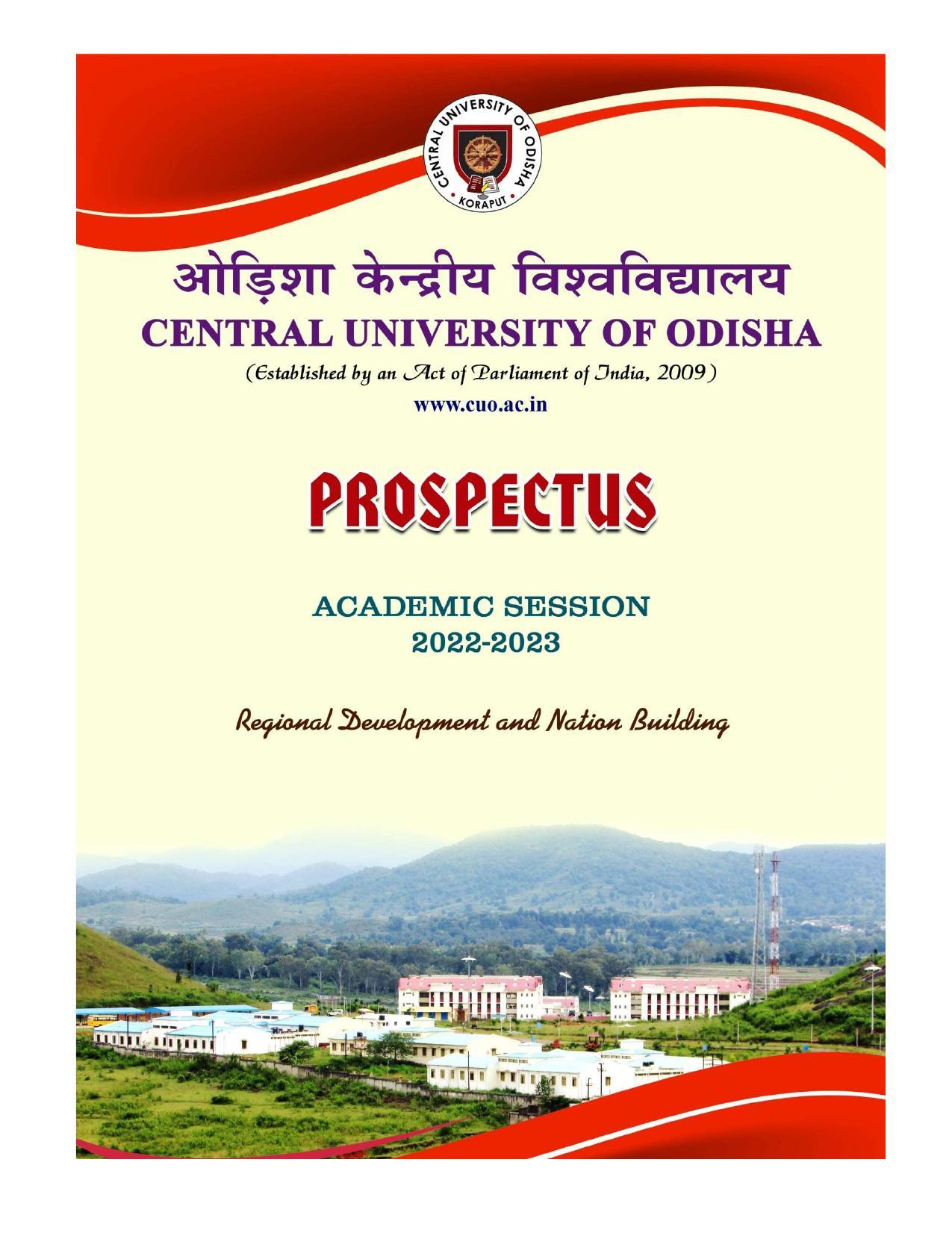 Central University of Odisha Prospectus - Page 1