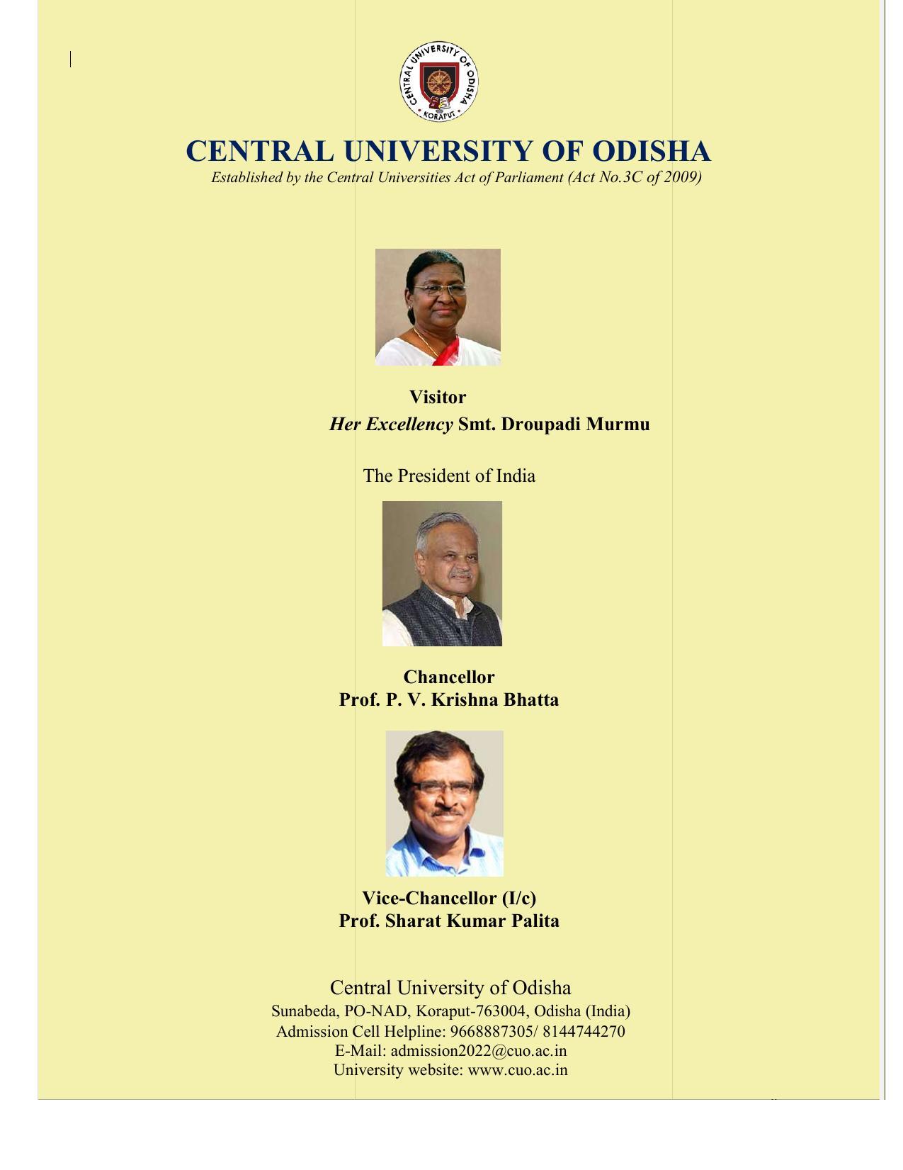 Central University of Odisha Prospectus - Page 2