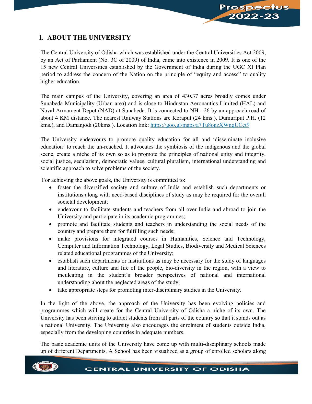 Central University of Odisha Prospectus - Page 11