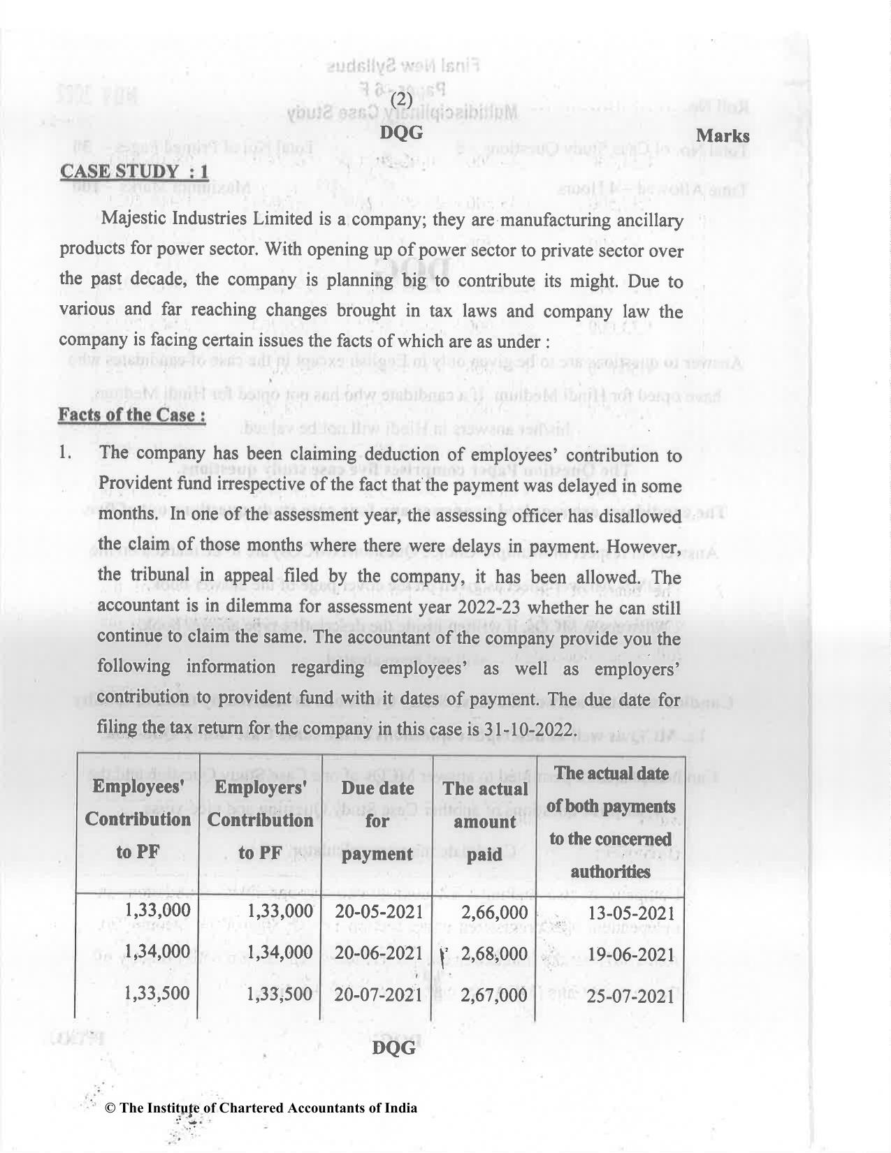 CA Final Nov 2022 Question Paper - Paper 6F – Multidisciplinary Case Study - Page 2