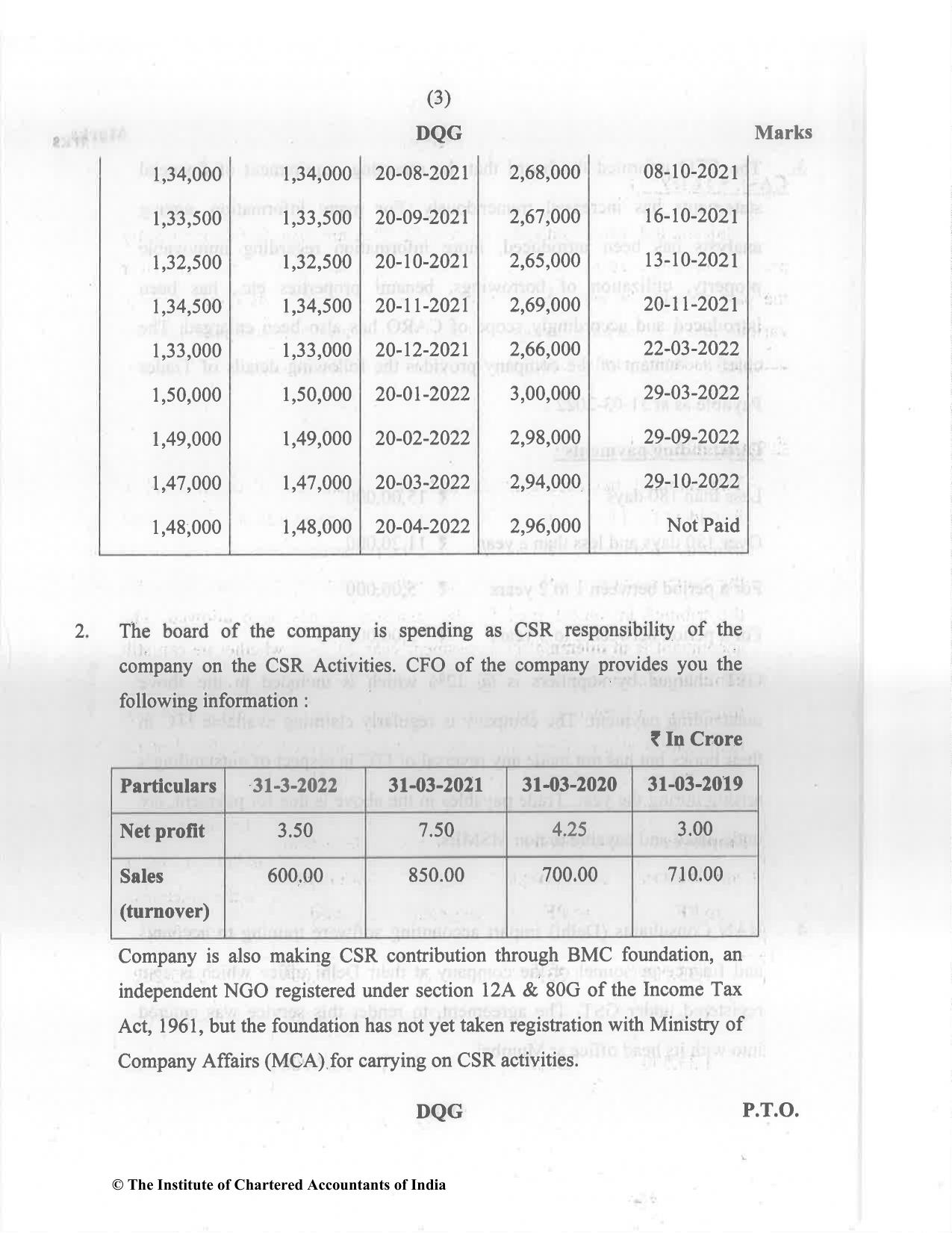 CA Final Nov 2022 Question Paper - Paper 6F – Multidisciplinary Case Study - Page 3