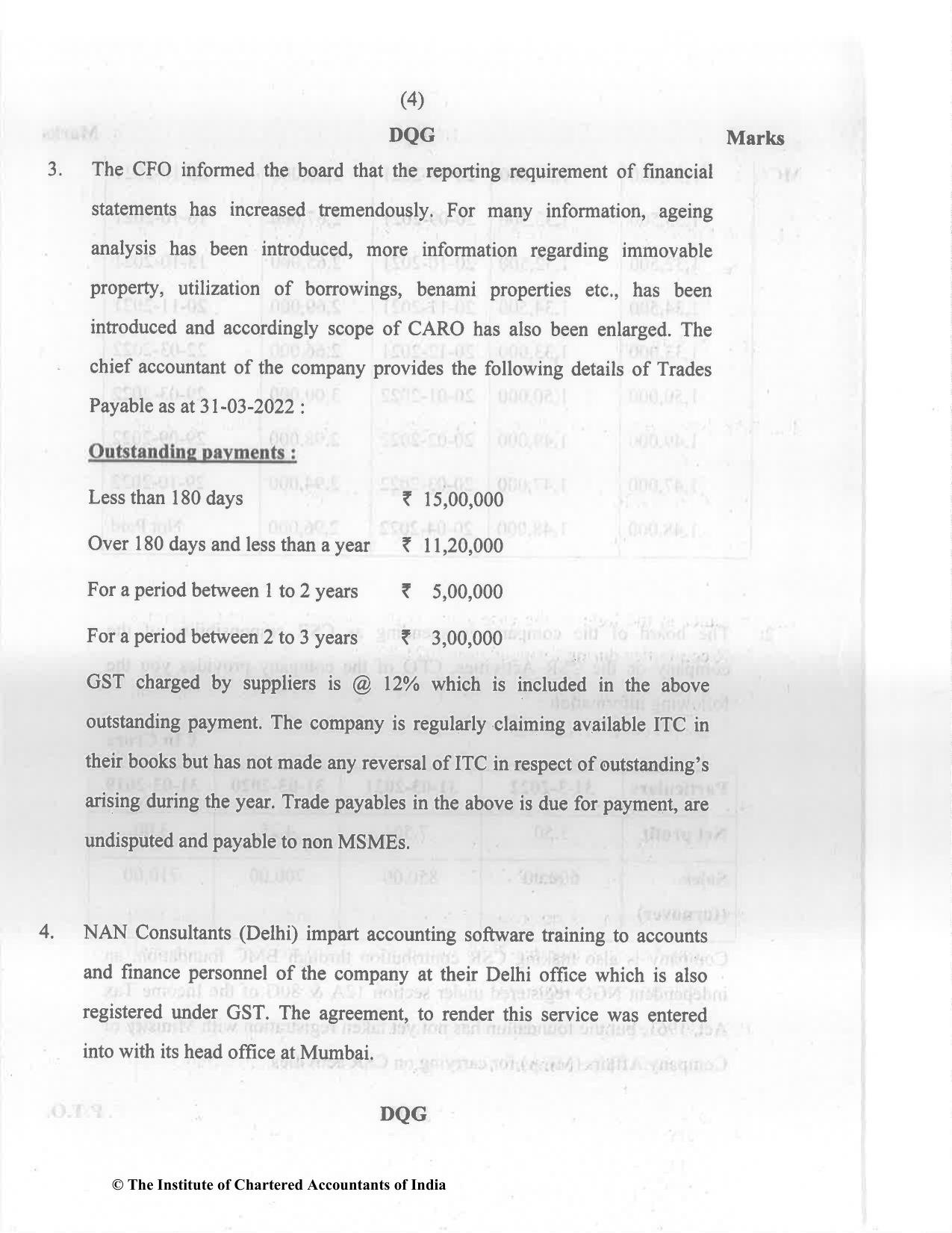 CA Final Nov 2022 Question Paper - Paper 6F – Multidisciplinary Case Study - Page 4
