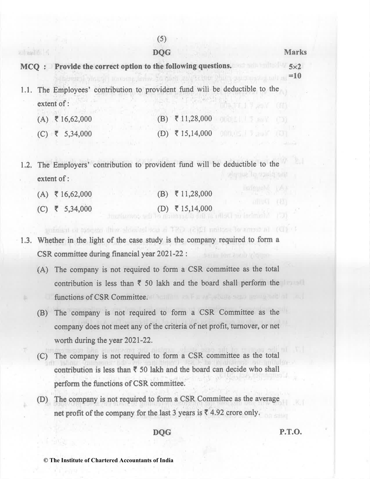 CA Final Nov 2022 Question Paper - Paper 6F – Multidisciplinary Case Study - Page 5