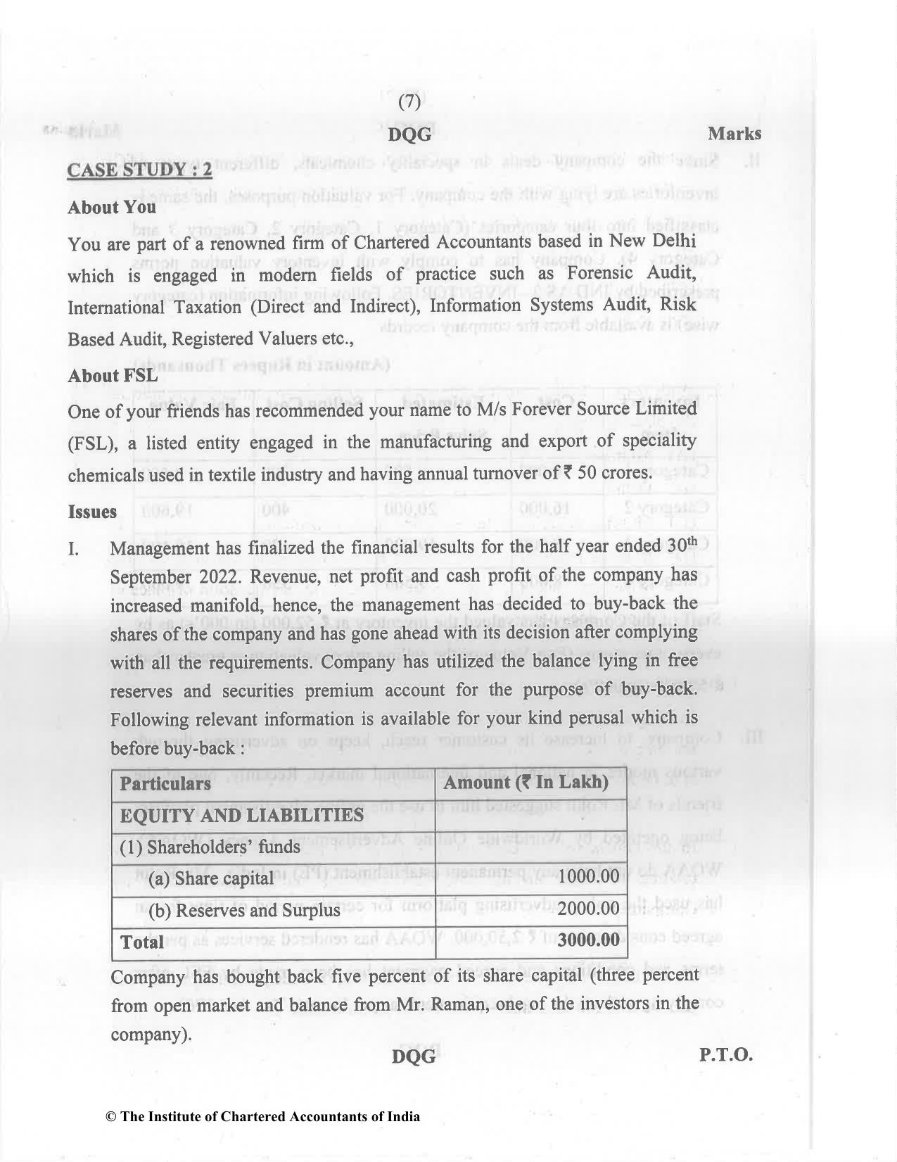 CA Final Nov 2022 Question Paper - Paper 6F – Multidisciplinary Case Study - Page 7