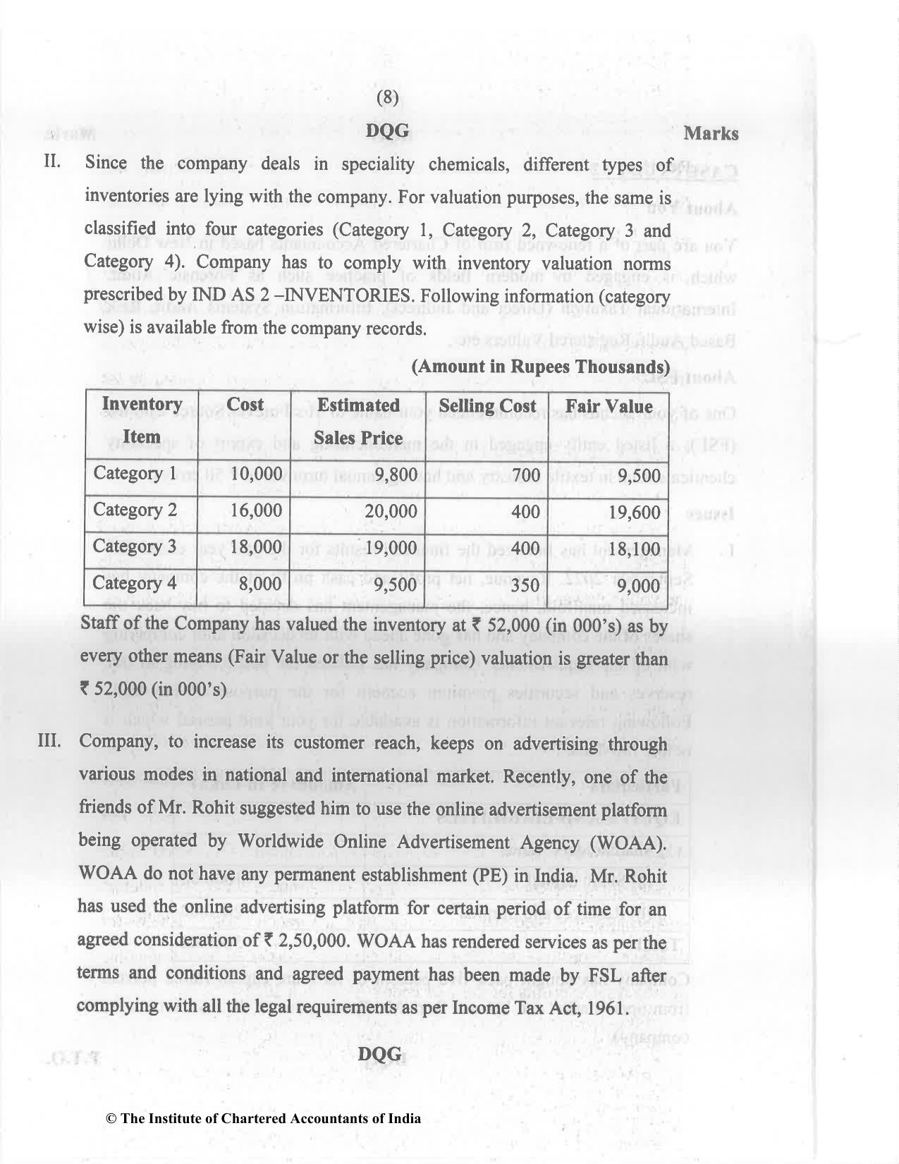CA Final Nov 2022 Question Paper - Paper 6F – Multidisciplinary Case Study - Page 8