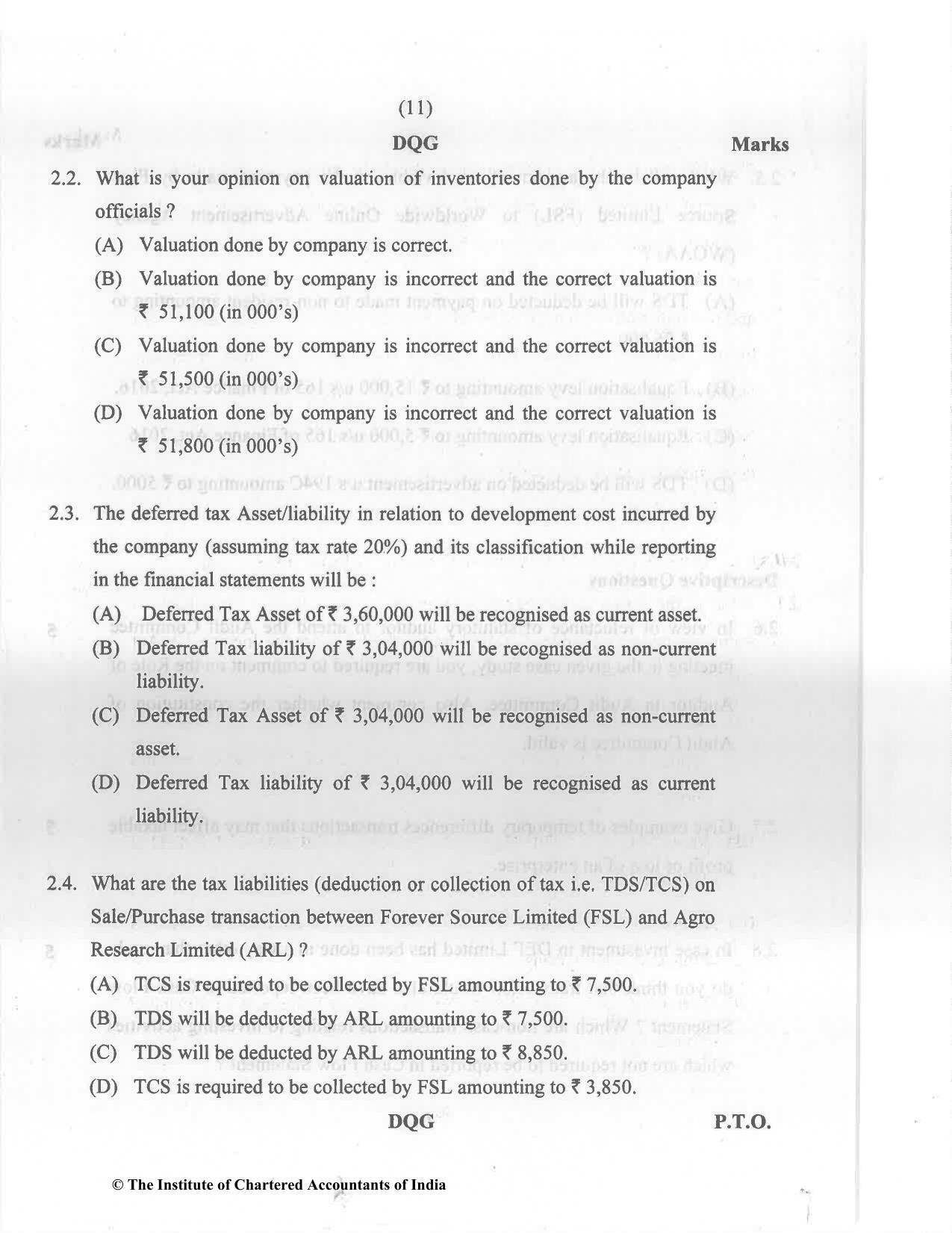 CA Final Nov 2022 Question Paper - Paper 6F – Multidisciplinary Case Study - Page 11