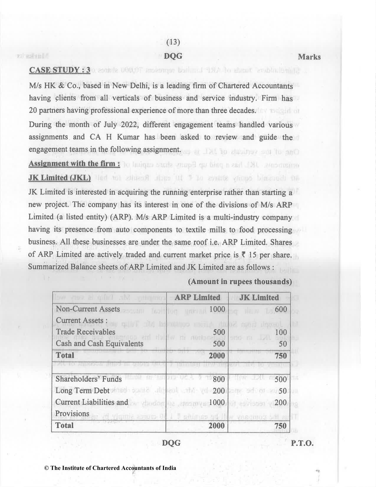CA Final Nov 2022 Question Paper - Paper 6F – Multidisciplinary Case Study - Page 13
