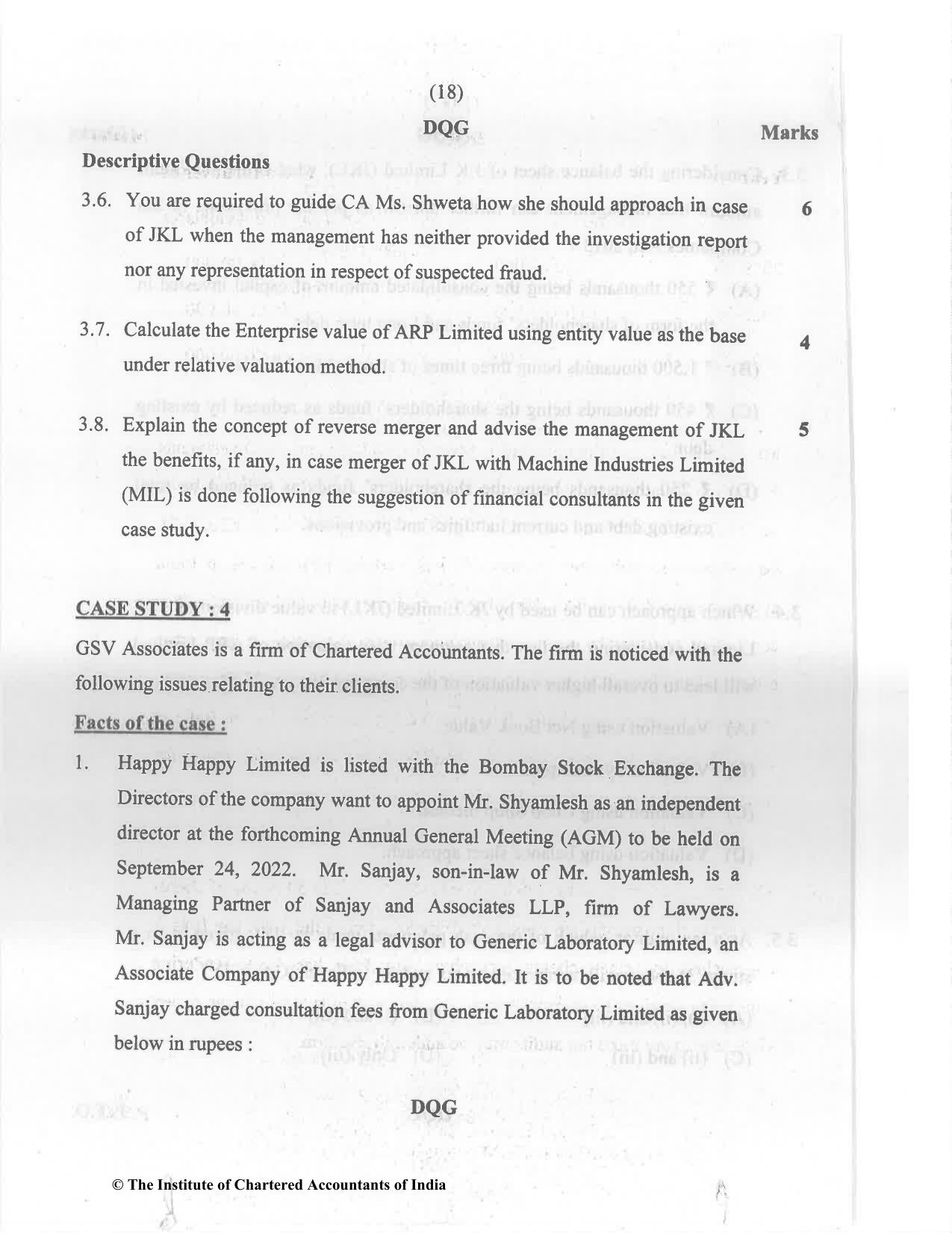 CA Final Nov 2022 Question Paper - Paper 6F – Multidisciplinary Case Study - Page 18