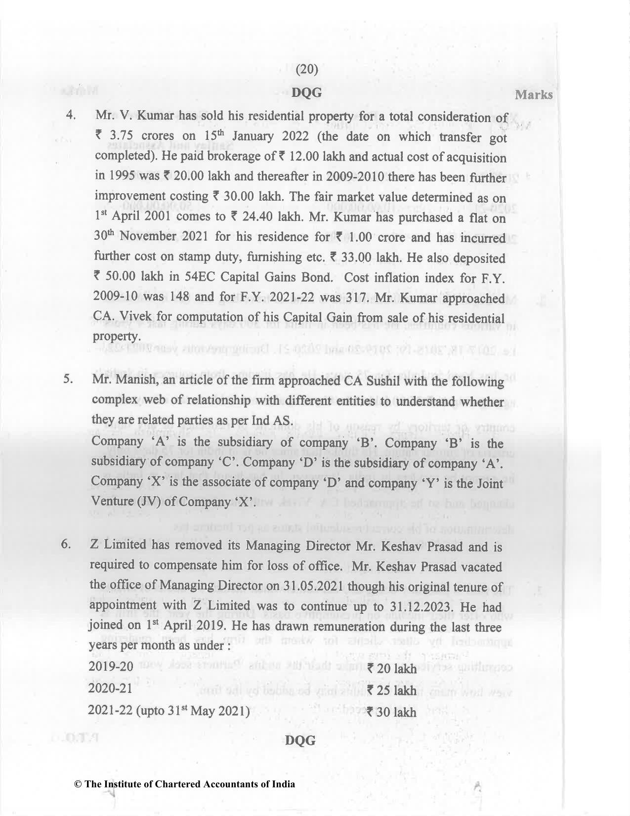 CA Final Nov 2022 Question Paper - Paper 6F – Multidisciplinary Case Study - Page 20