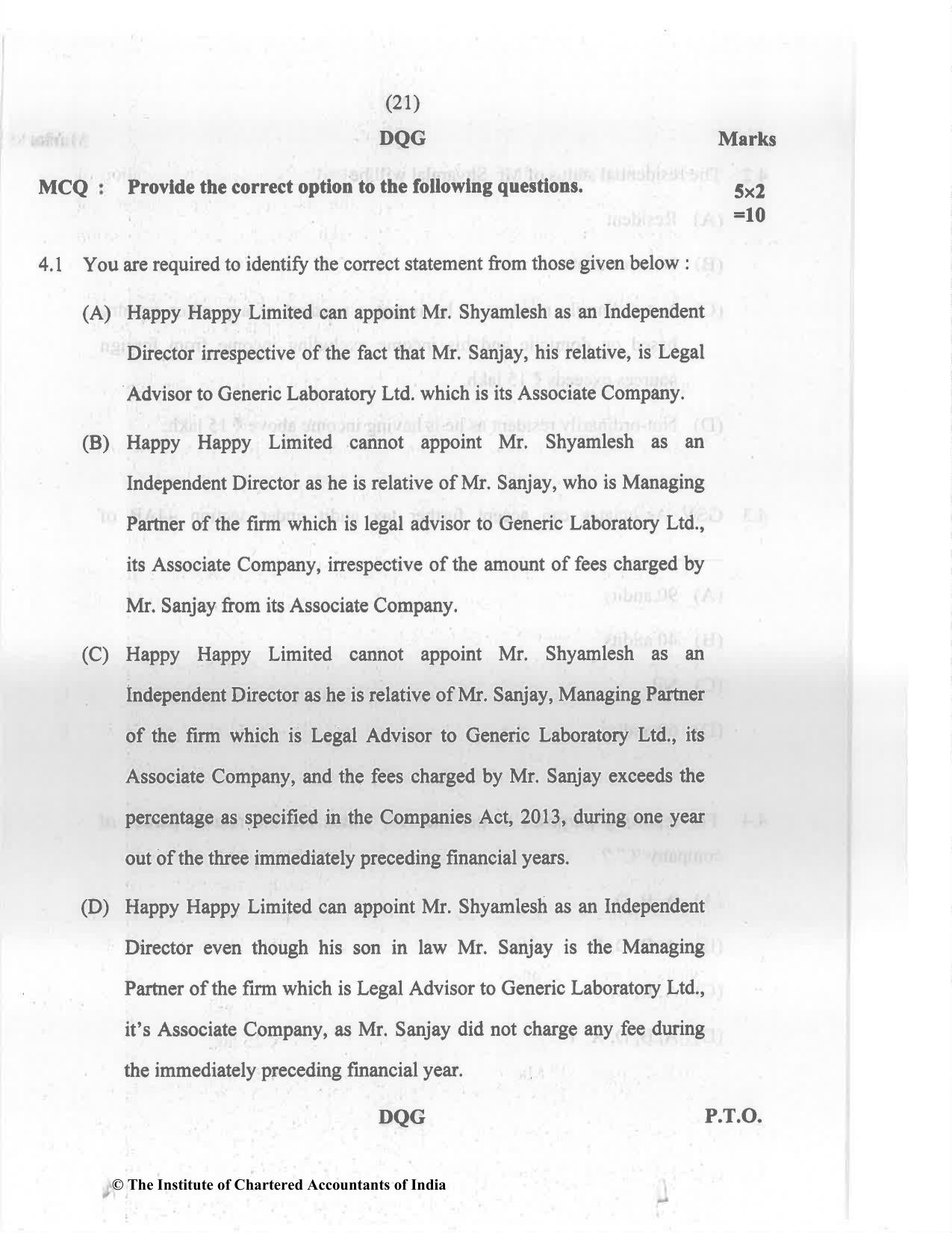 CA Final Nov 2022 Question Paper - Paper 6F – Multidisciplinary Case Study - Page 21
