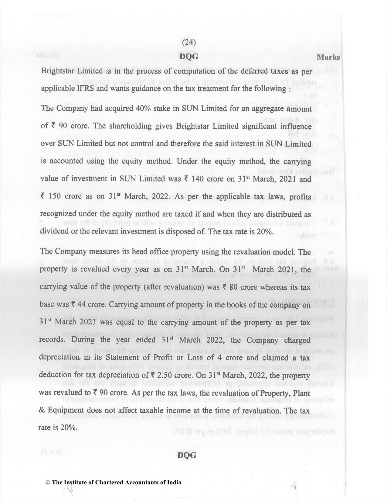 CA Final Nov 2022 Question Paper - Paper 6F – Multidisciplinary Case Study - Page 24
