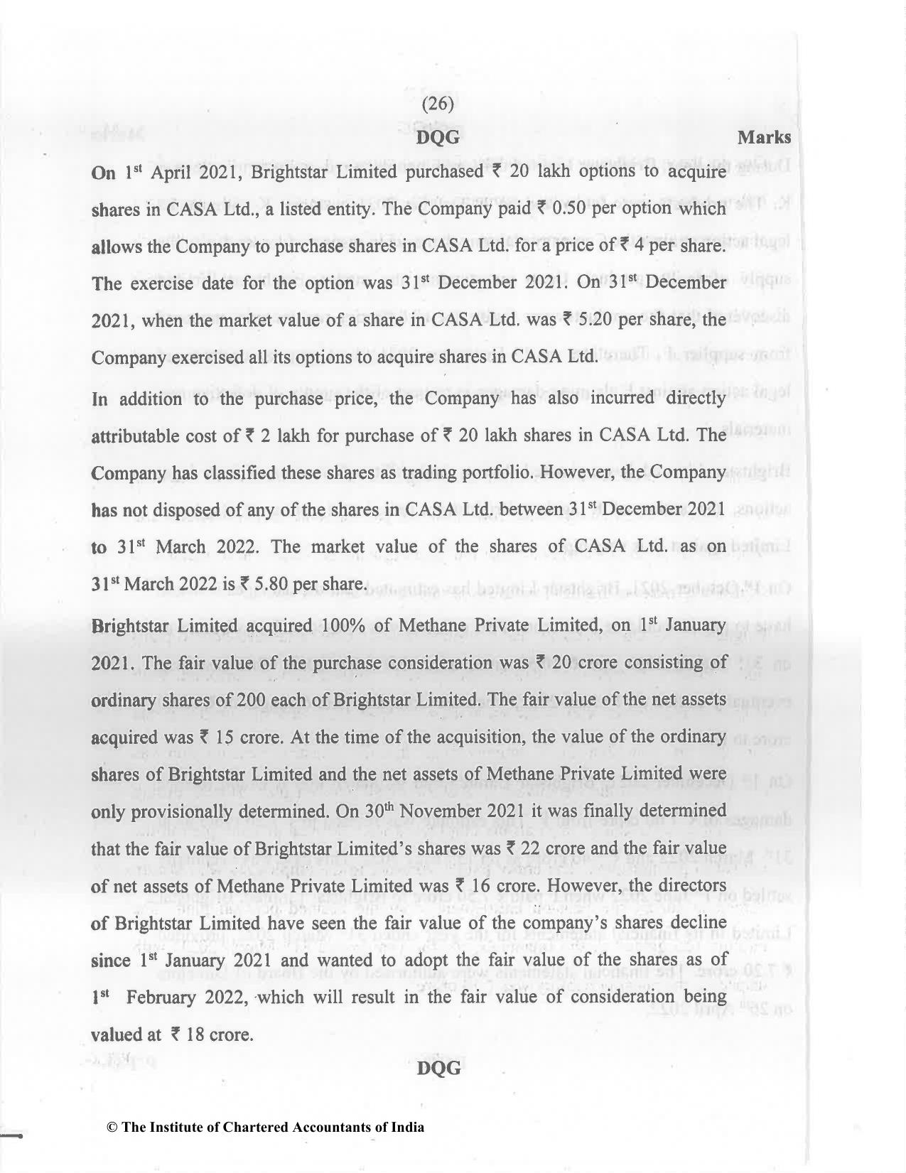 CA Final Nov 2022 Question Paper - Paper 6F – Multidisciplinary Case Study - Page 26