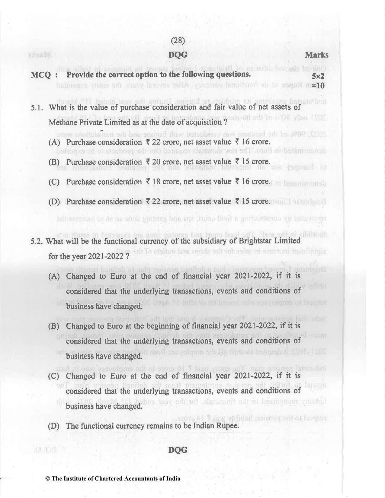 CA Final Nov 2022 Question Paper - Paper 6F – Multidisciplinary Case Study - Page 28