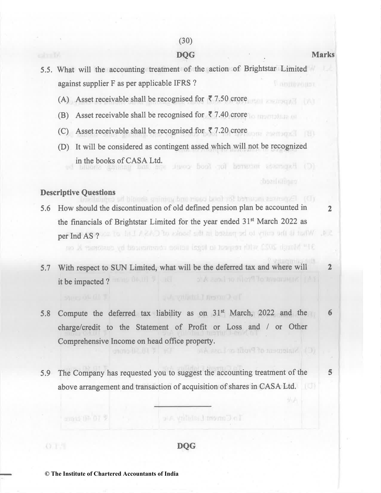 CA Final Nov 2022 Question Paper - Paper 6F – Multidisciplinary Case Study - Page 30