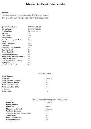 TS LAWCET 5 Year 2020 Question Paper with Answer Key