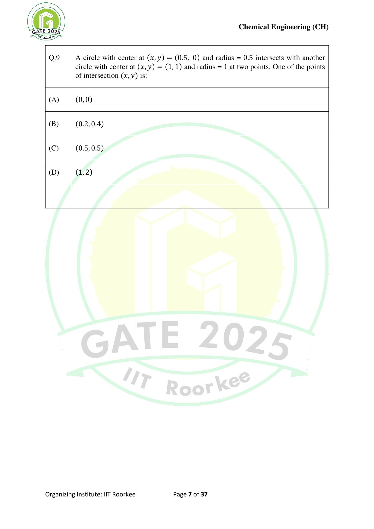 GATE 2025 Chemical Engineering (CH) Question Paper - Page 7