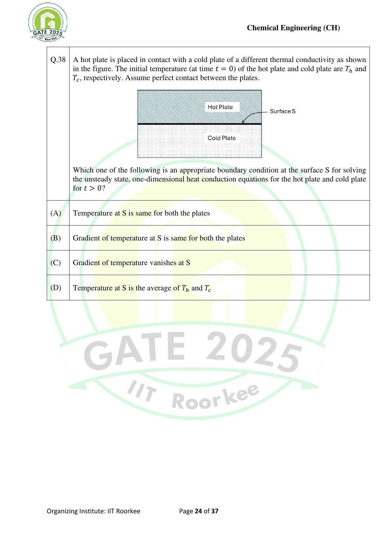 GATE 2025 Chemical Engineering (CH) Question Paper - Page 24