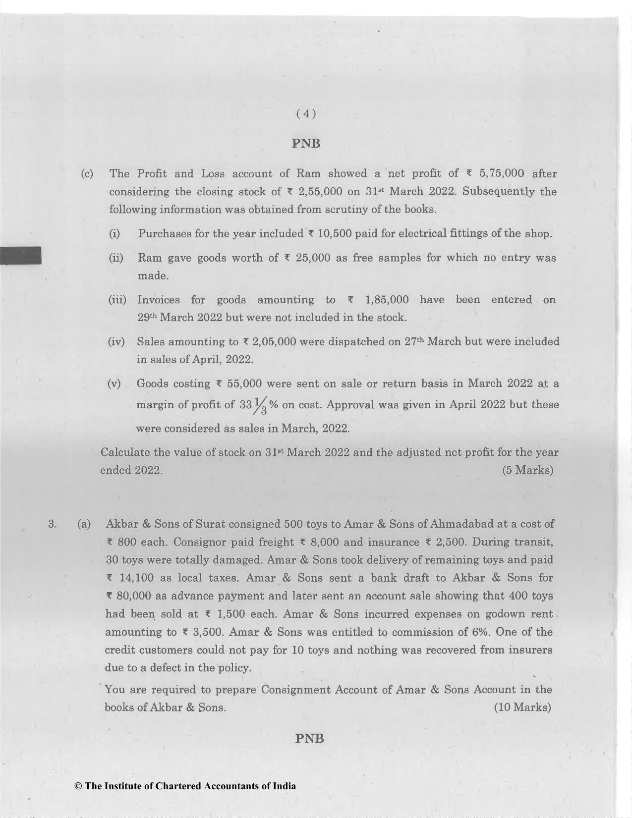 CA Foundation June 2023 Question Paper - Paper 1 (Principles and Practice of Accounting) - Page 4