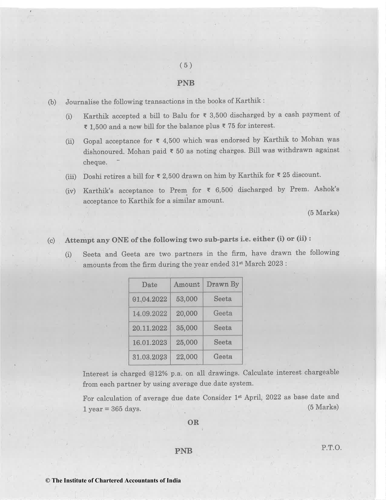 CA Foundation June 2023 Question Paper - Paper 1 (Principles and Practice of Accounting) - Page 5