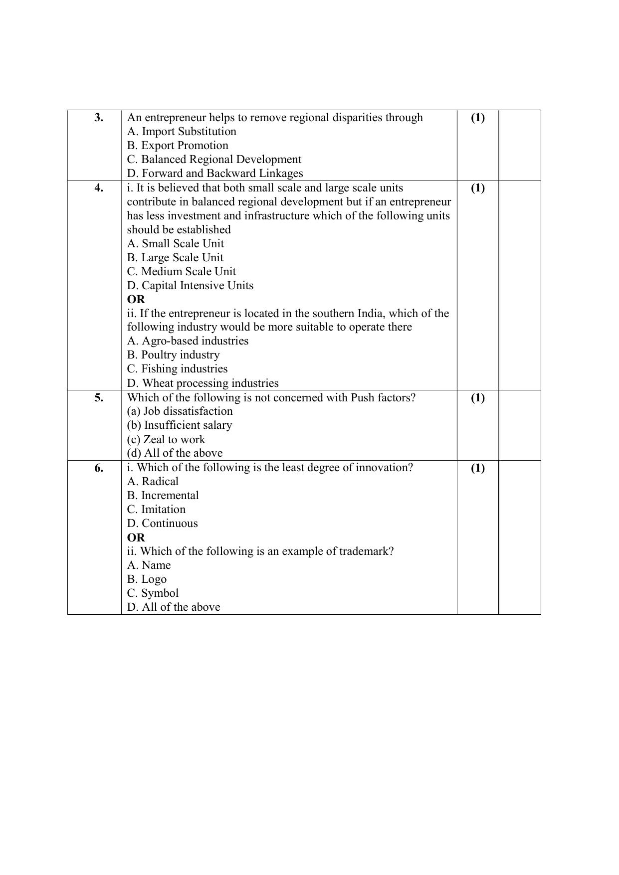 NIOS Class 10 Entrepreneurship (249) Sample Paper - Page 2