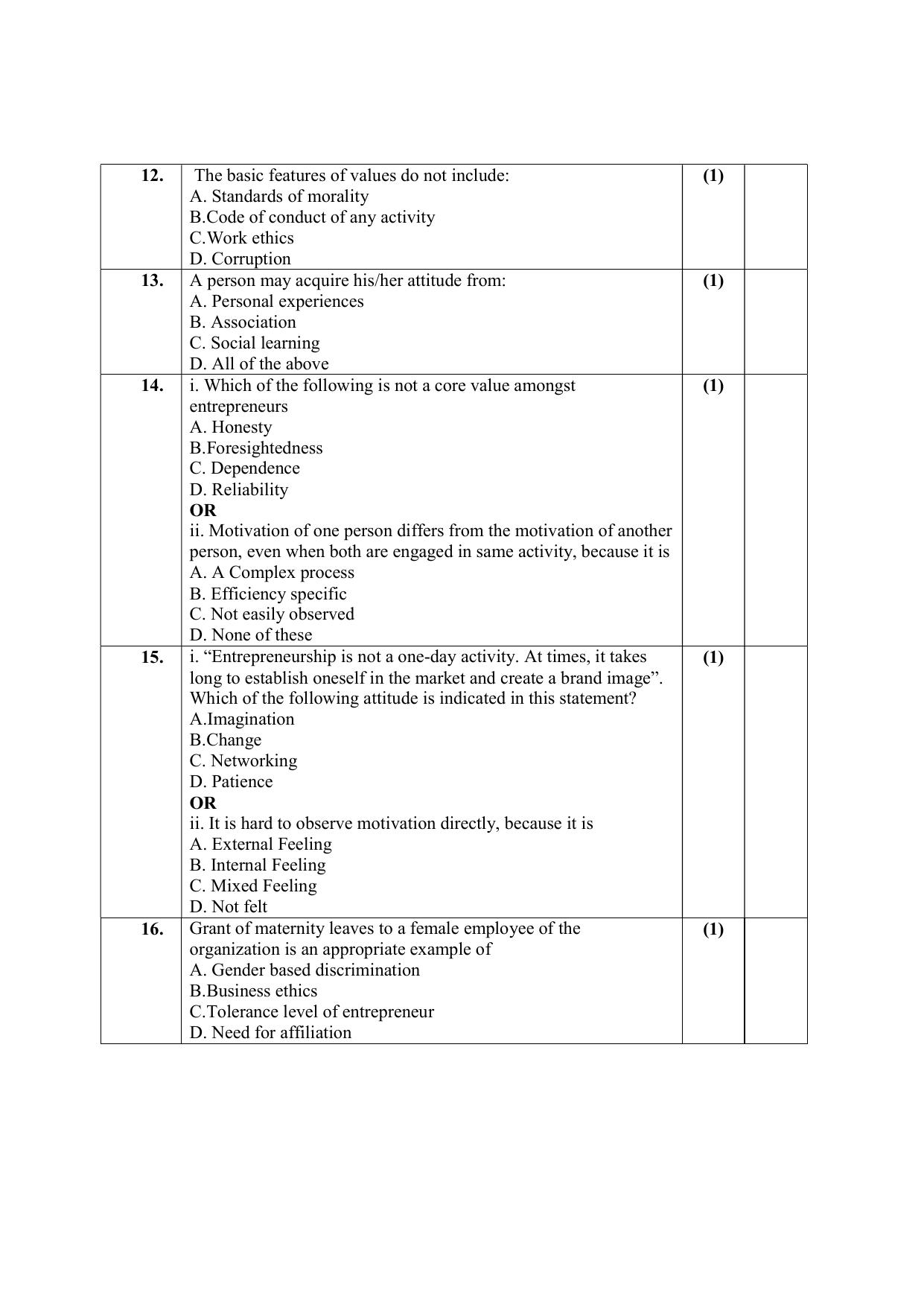 NIOS Class 10 Entrepreneurship (249) Sample Paper - Page 4