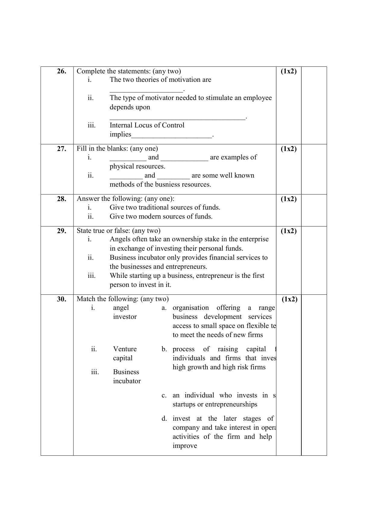 NIOS Class 10 Entrepreneurship (249) Sample Paper - Page 7