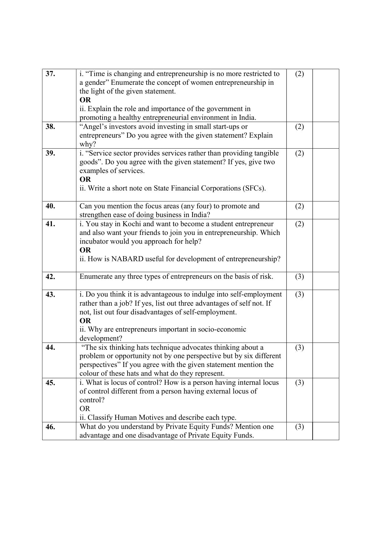NIOS Class 10 Entrepreneurship (249) Sample Paper - Page 9