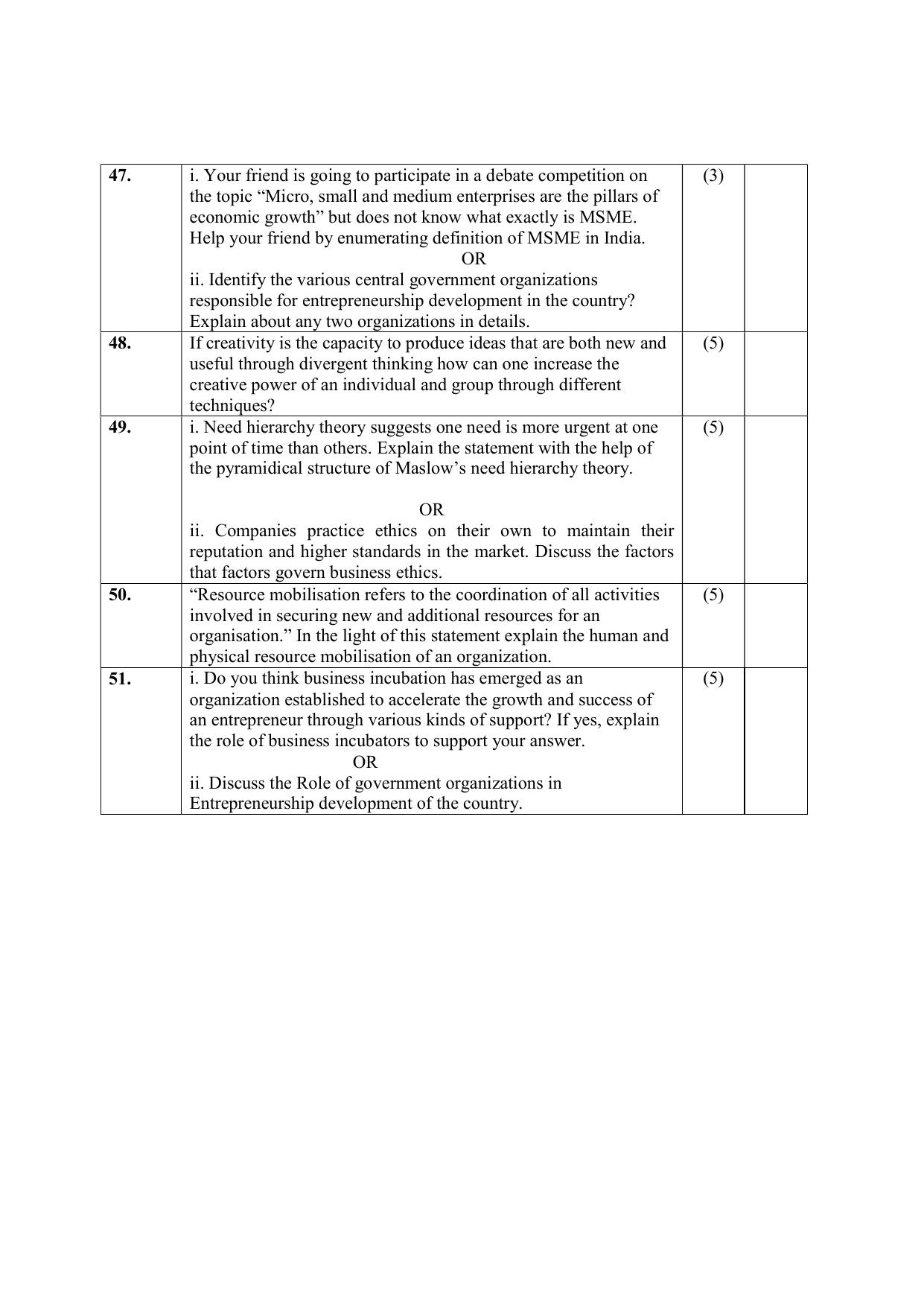 NIOS Class 10 Entrepreneurship (249) Sample Paper - Page 10